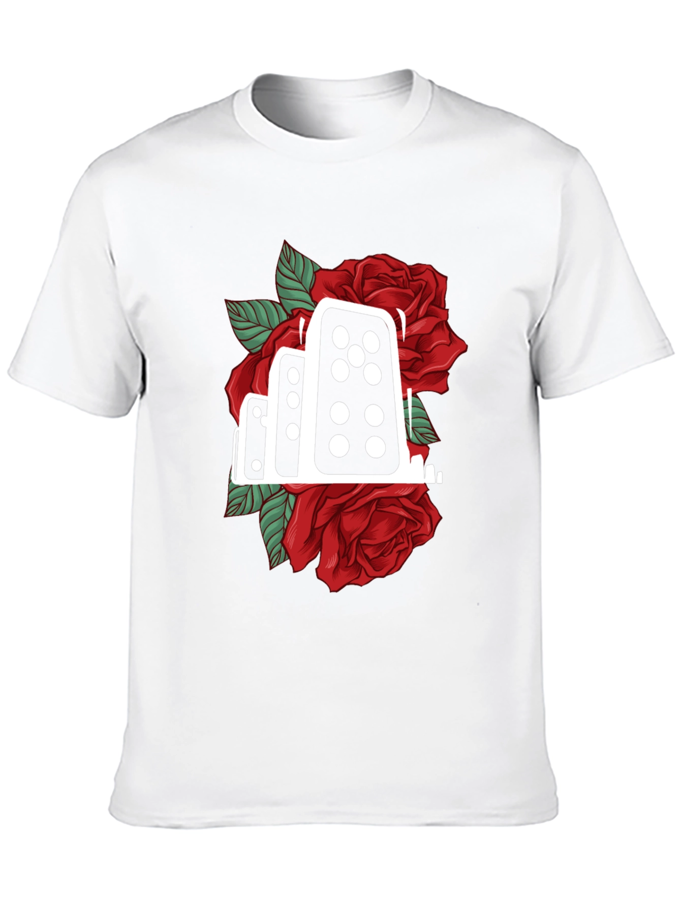 Domino Rose Graphic Tee - Stylish Cotton Blend