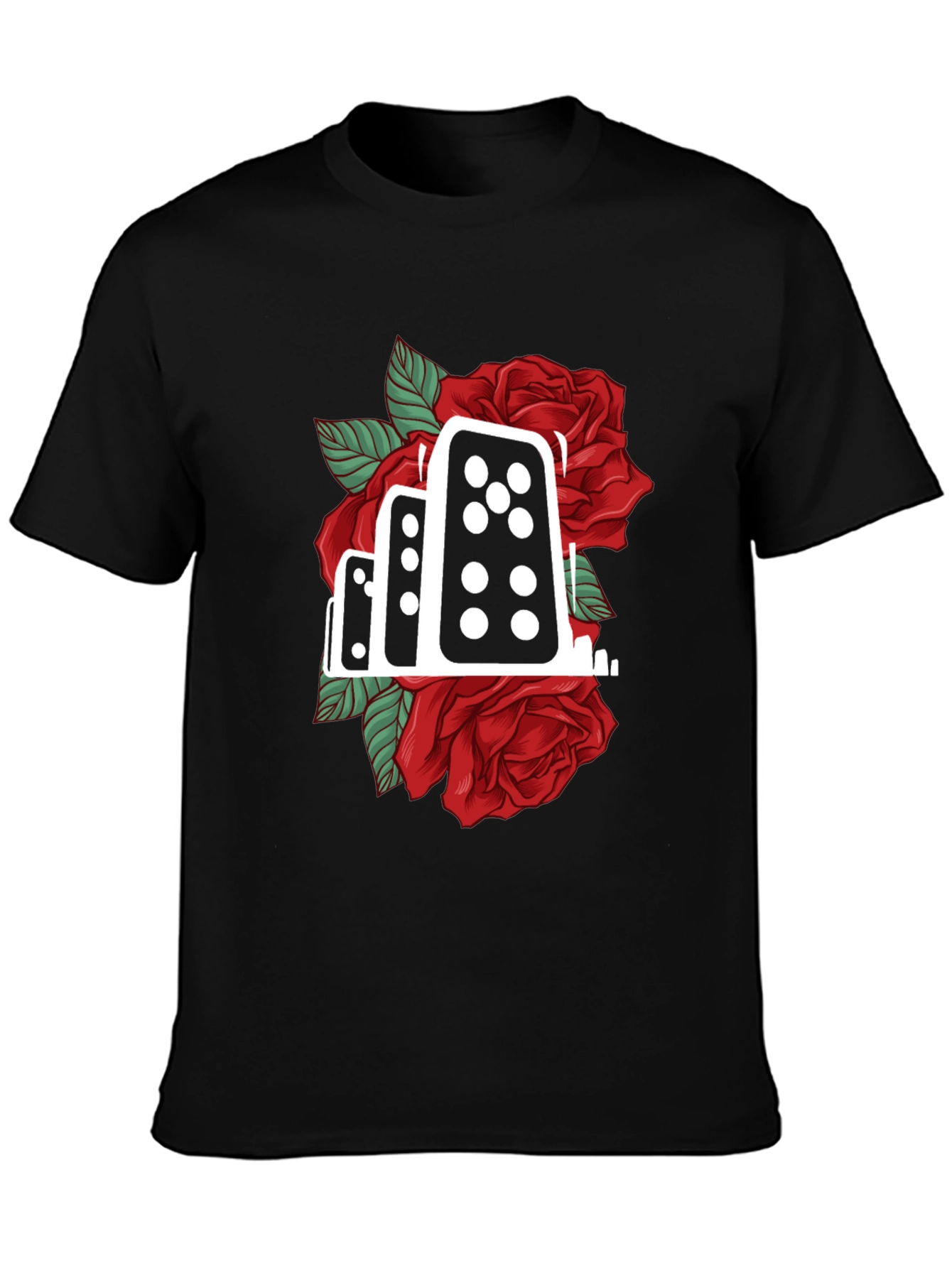 Domino Rose Graphic Tee - Stylish Cotton Blend