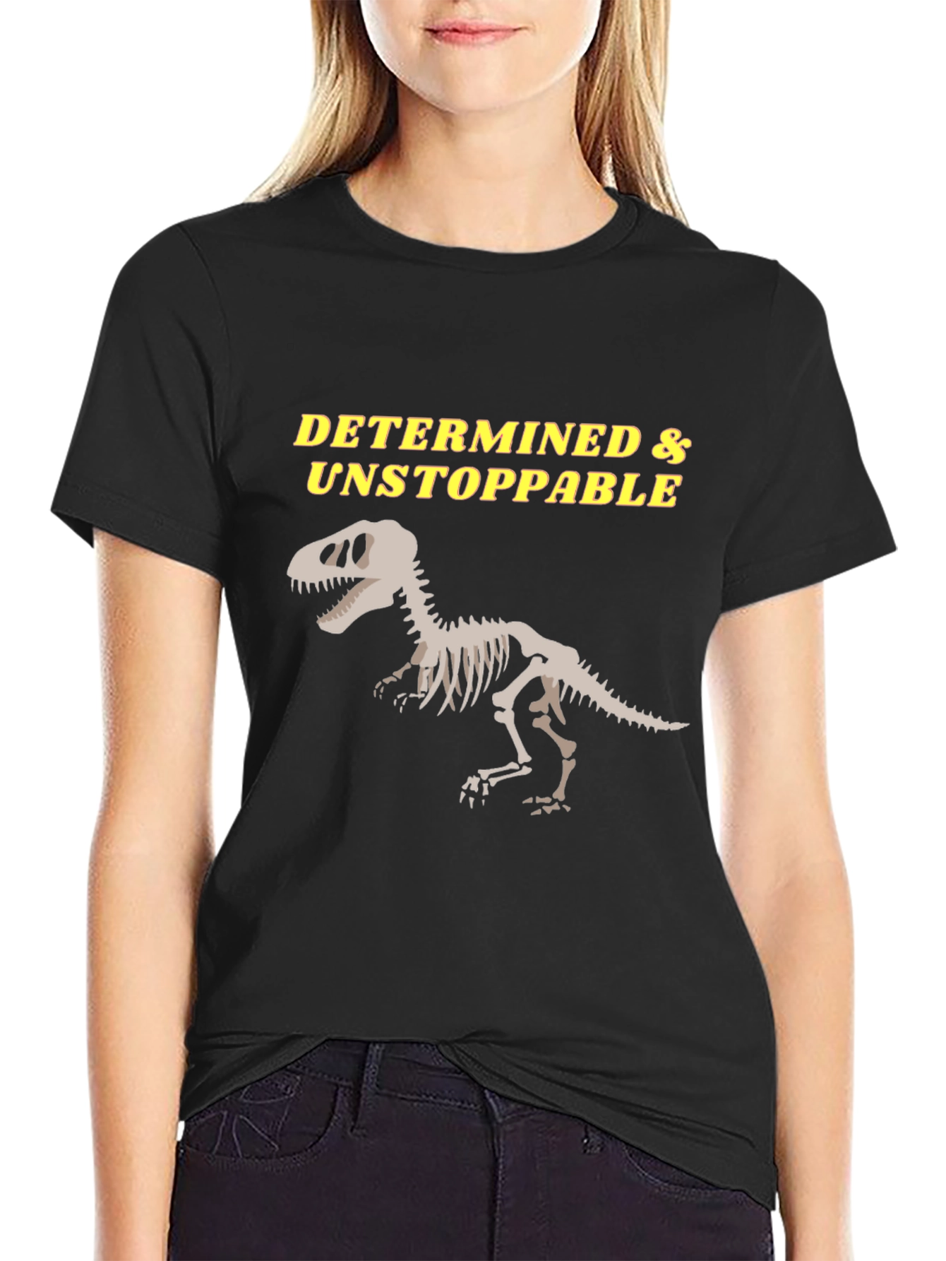 Determined & Unstoppable Dinosaur Skeleton T-Shirt
