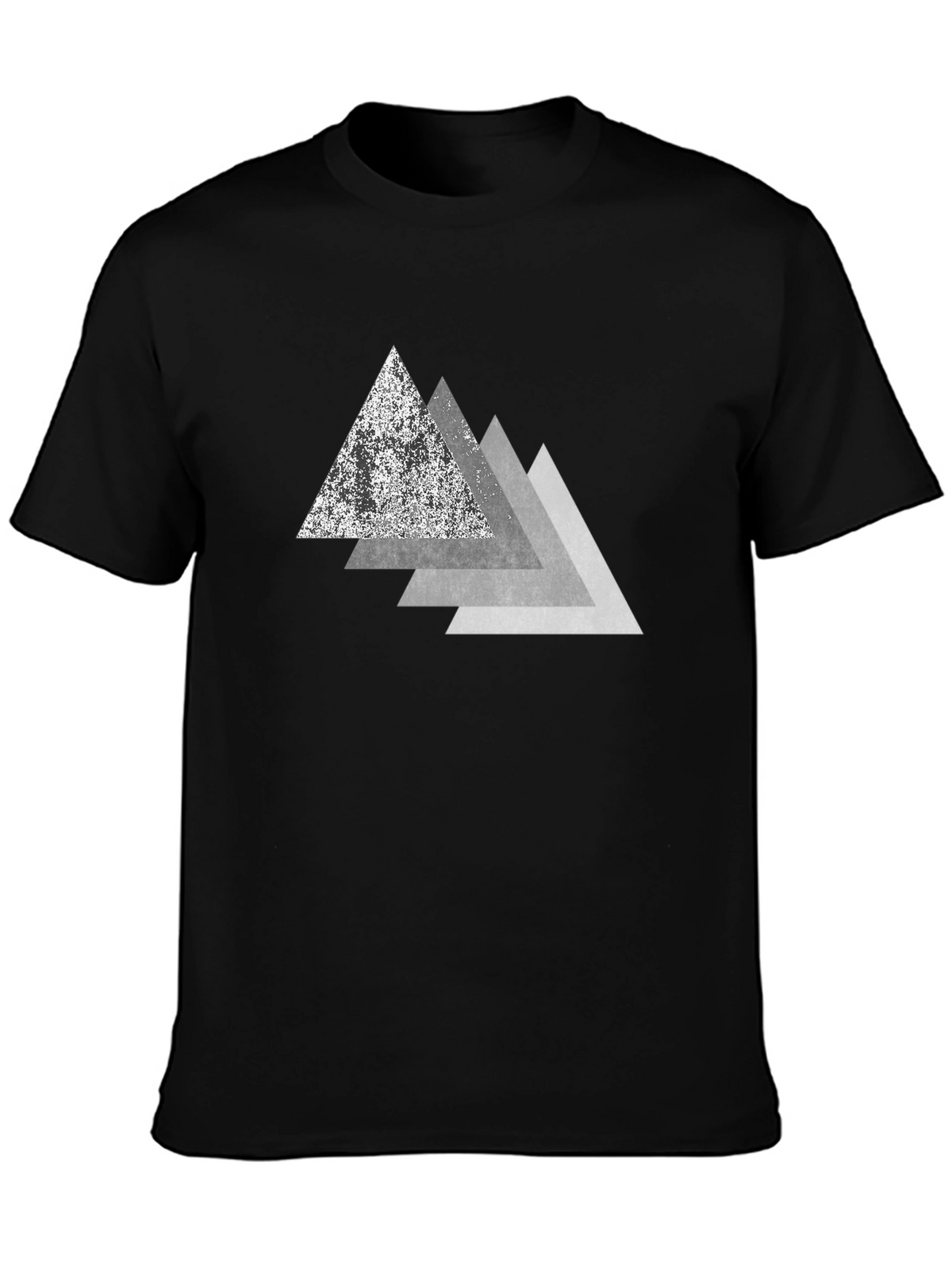Geometric Triangle Graphic Print Black T-Shirt