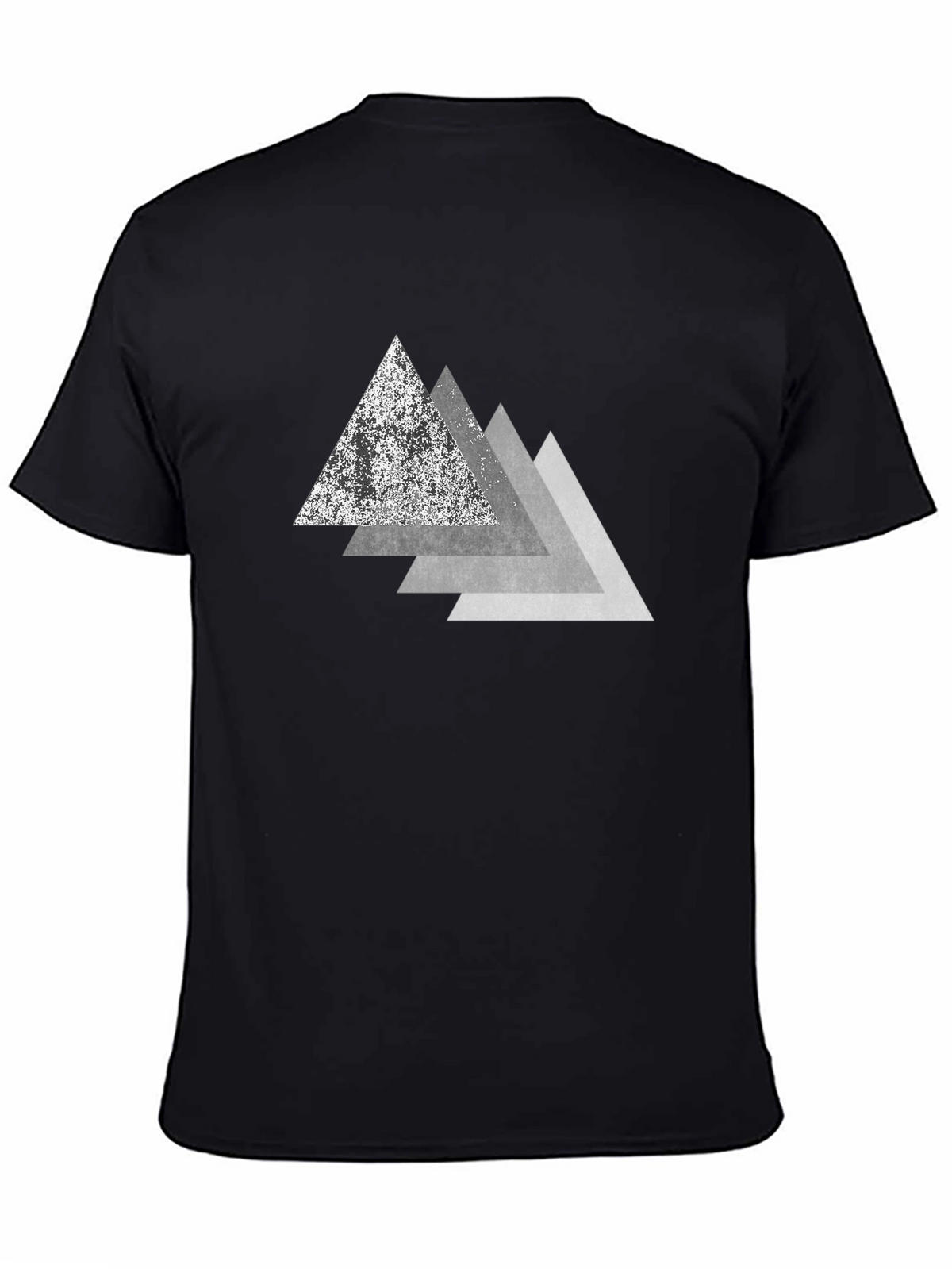 Geometric Triangle Graphic Print Black T-Shirt