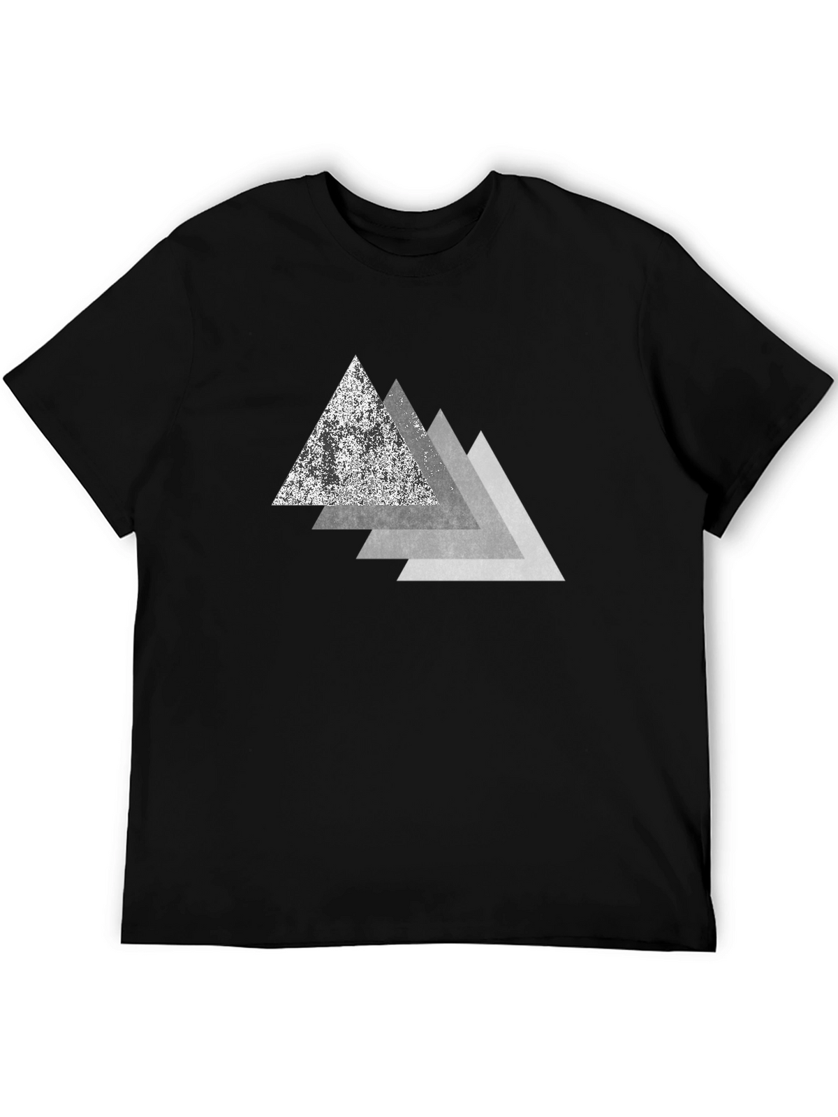 Geometric Triangle Graphic Print Black T-Shirt
