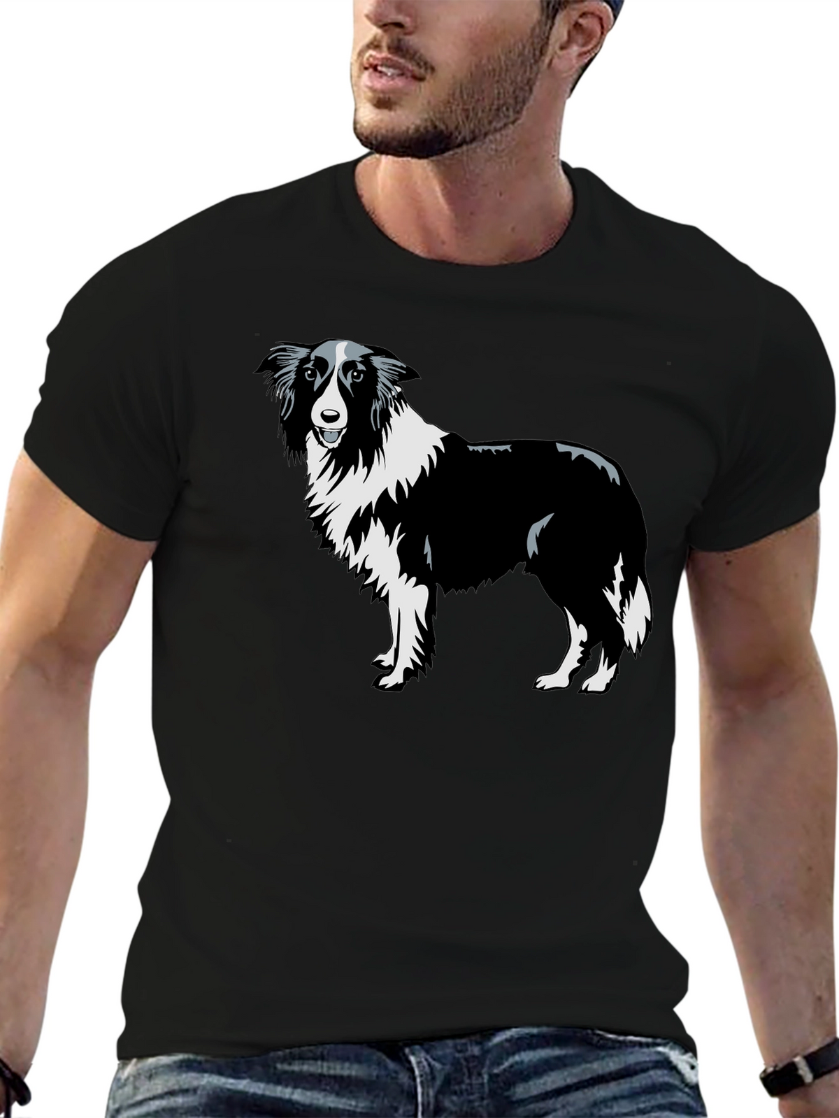 Border Collie Graphic Tee - Black