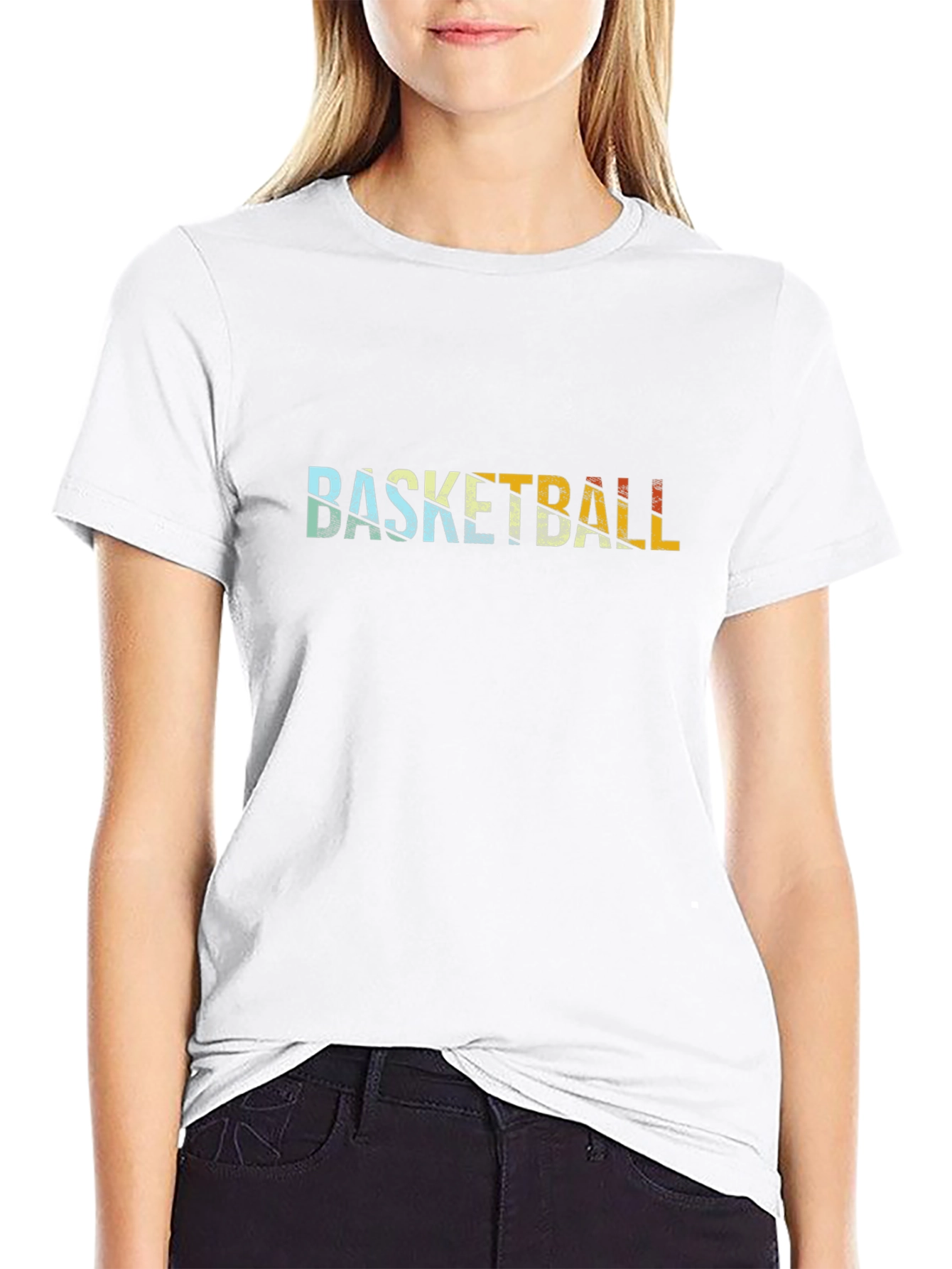 Retro Basketball Graphic Tee - Black Cotton T-Shirt