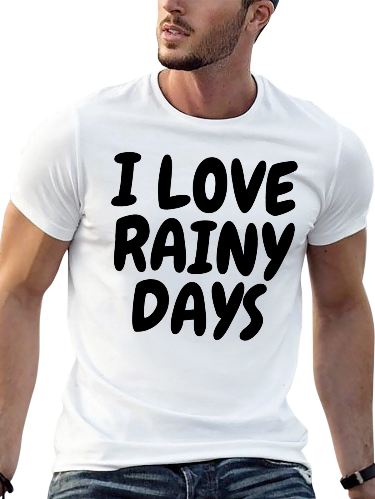 I Love Rainy Days Black Graphic T-Shirt
