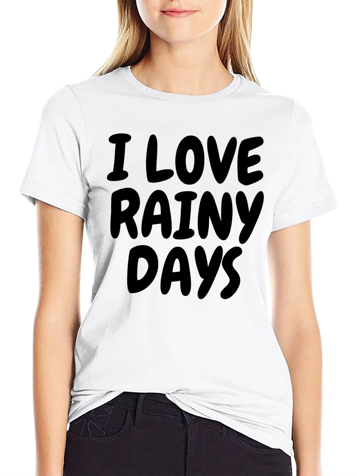 I Love Rainy Days Black Graphic T-Shirt