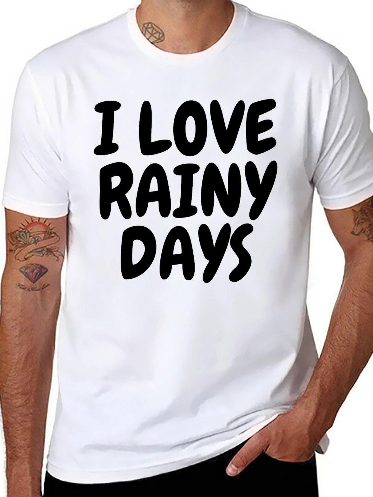I Love Rainy Days Black Graphic T-Shirt