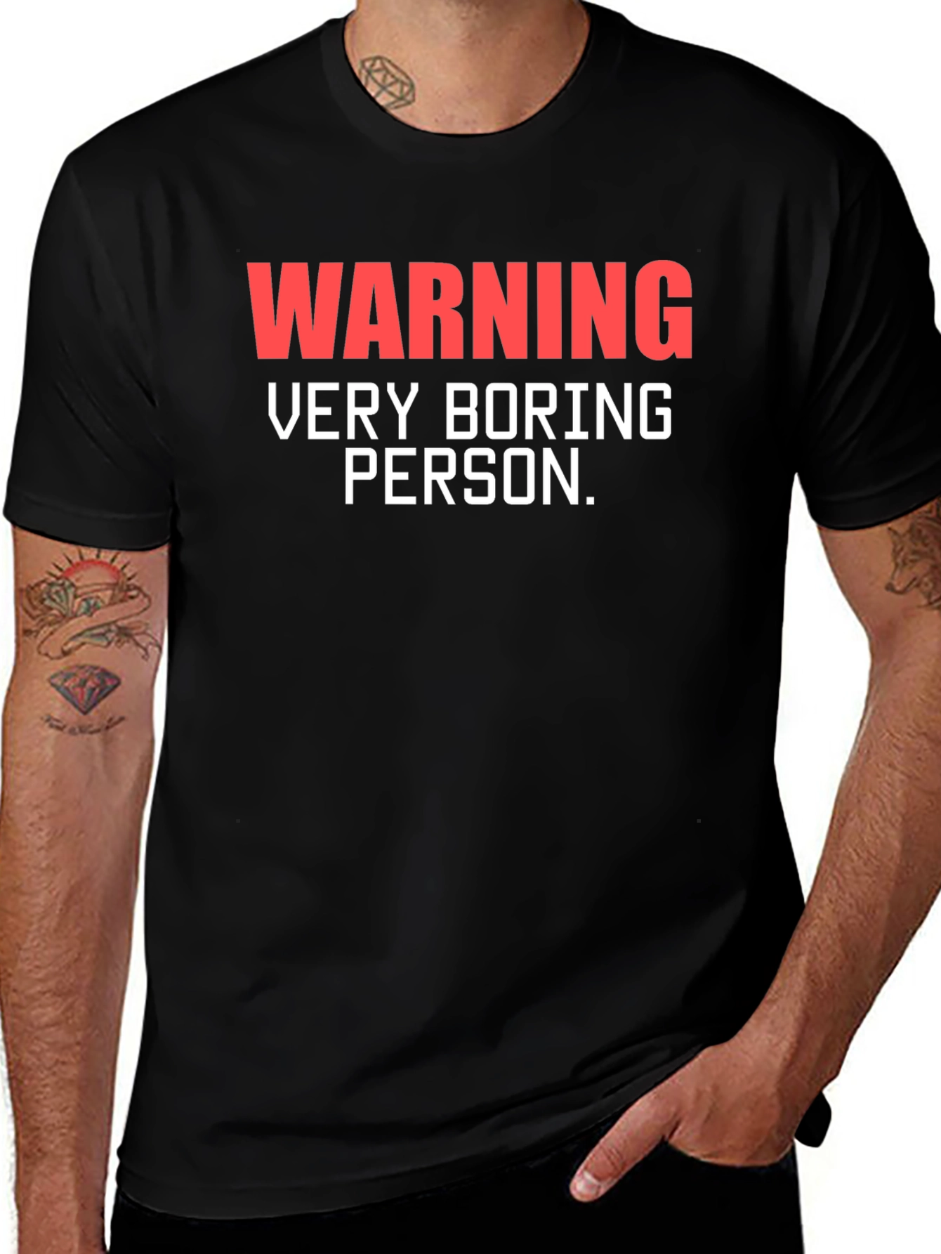 Warning Very Boring Person Black T-Shirt