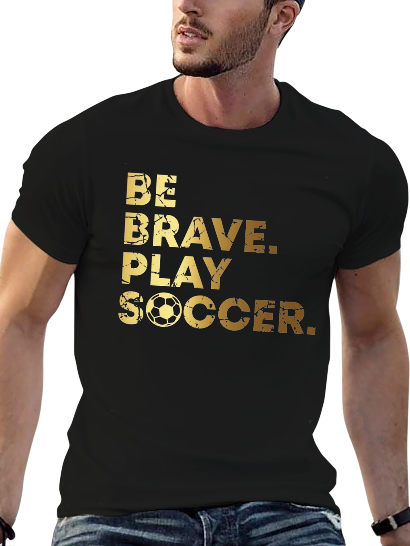 Be Brave Play Soccer Graphic Tee - Black