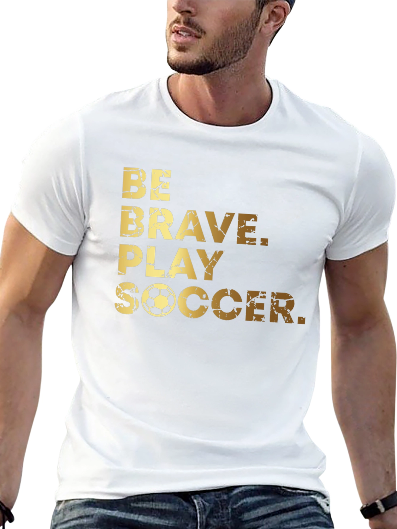 Be Brave Play Soccer Graphic Tee - Black