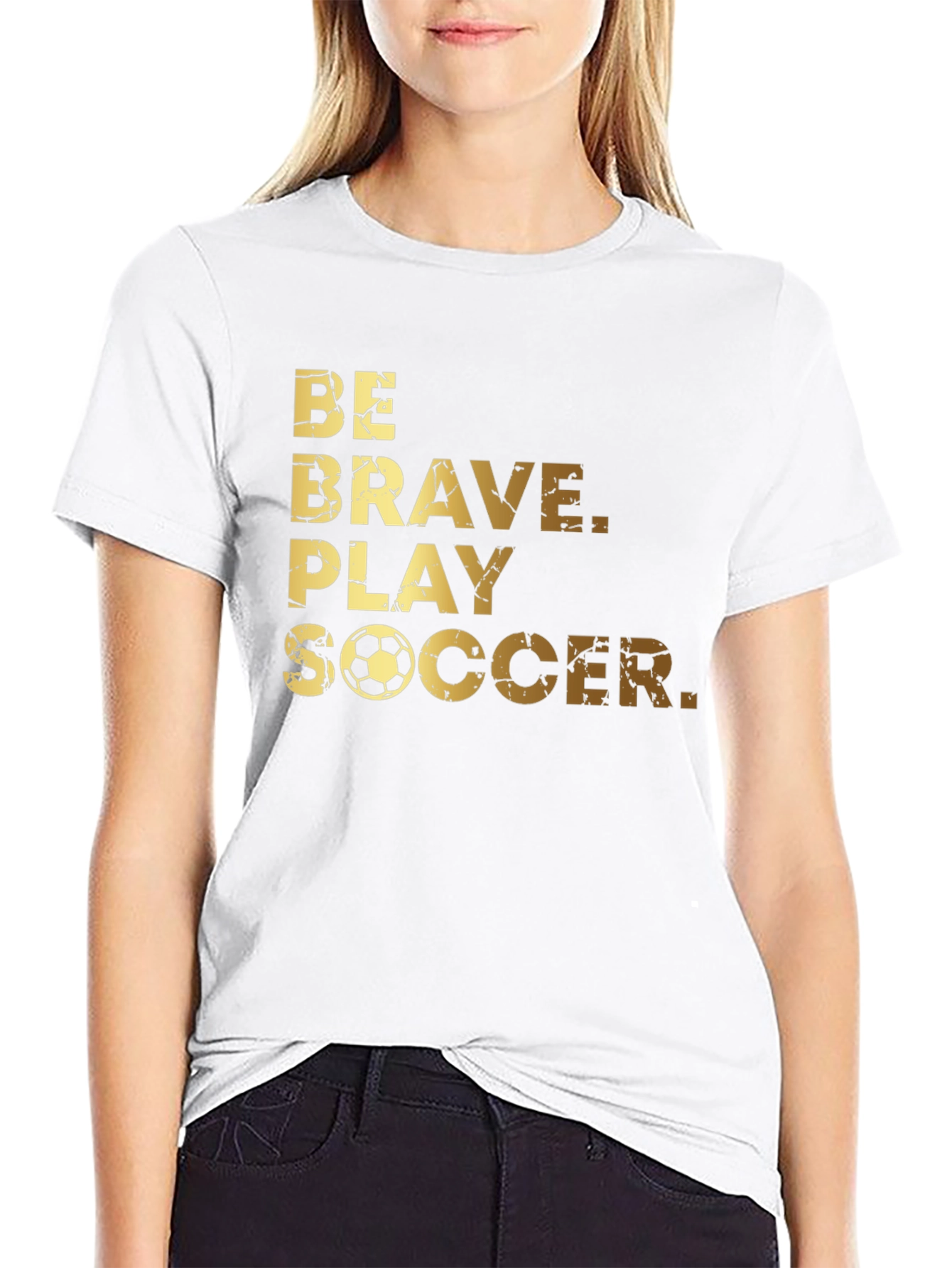 Be Brave Play Soccer Graphic Tee - Black