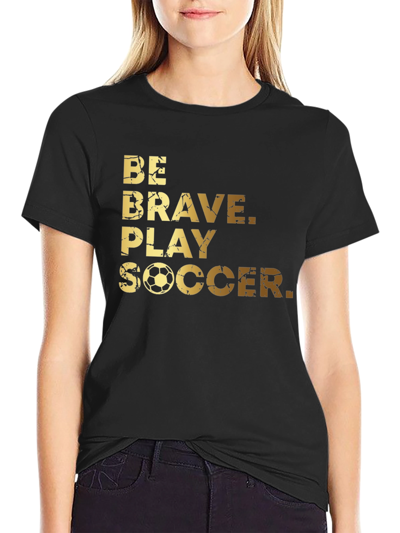 Be Brave Play Soccer Graphic Tee - Black