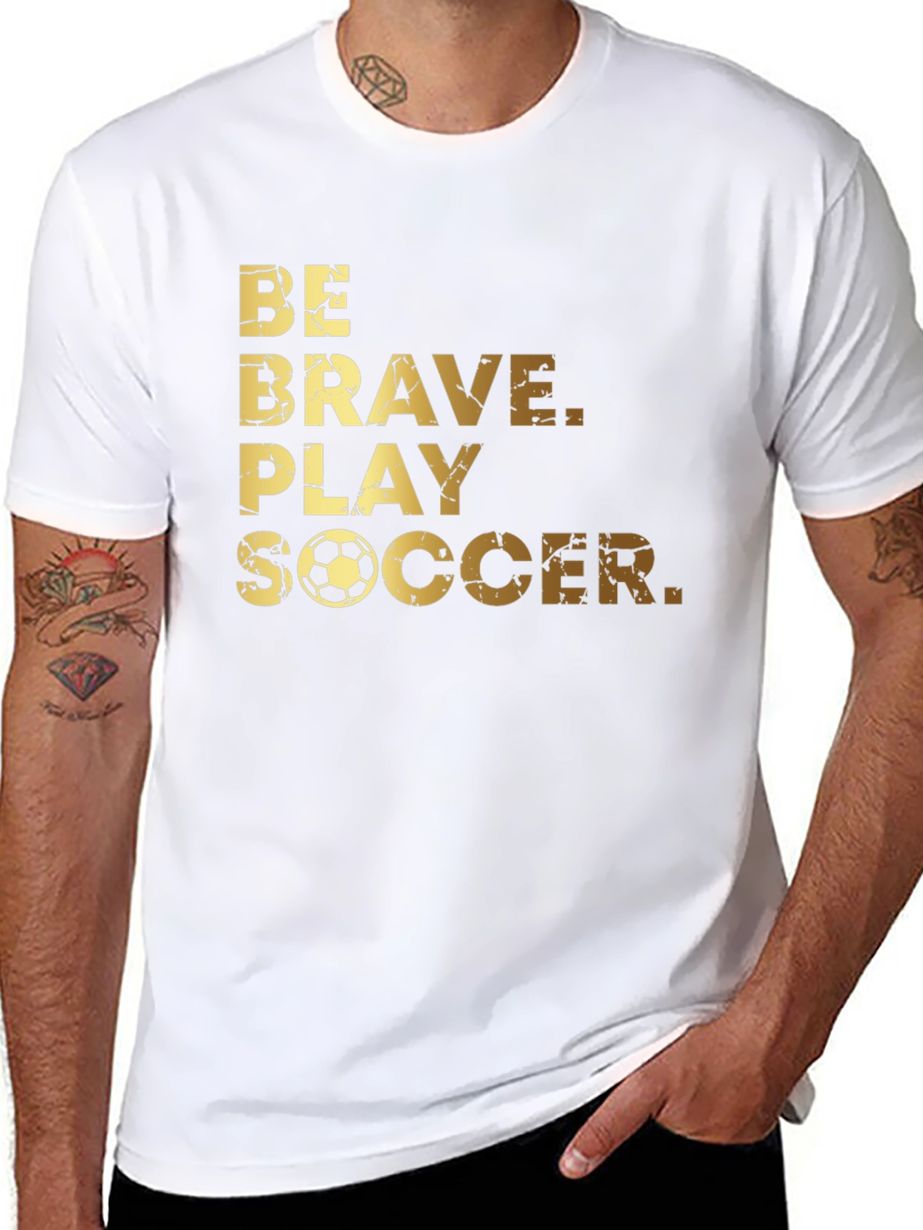 Be Brave Play Soccer Graphic Tee - Black
