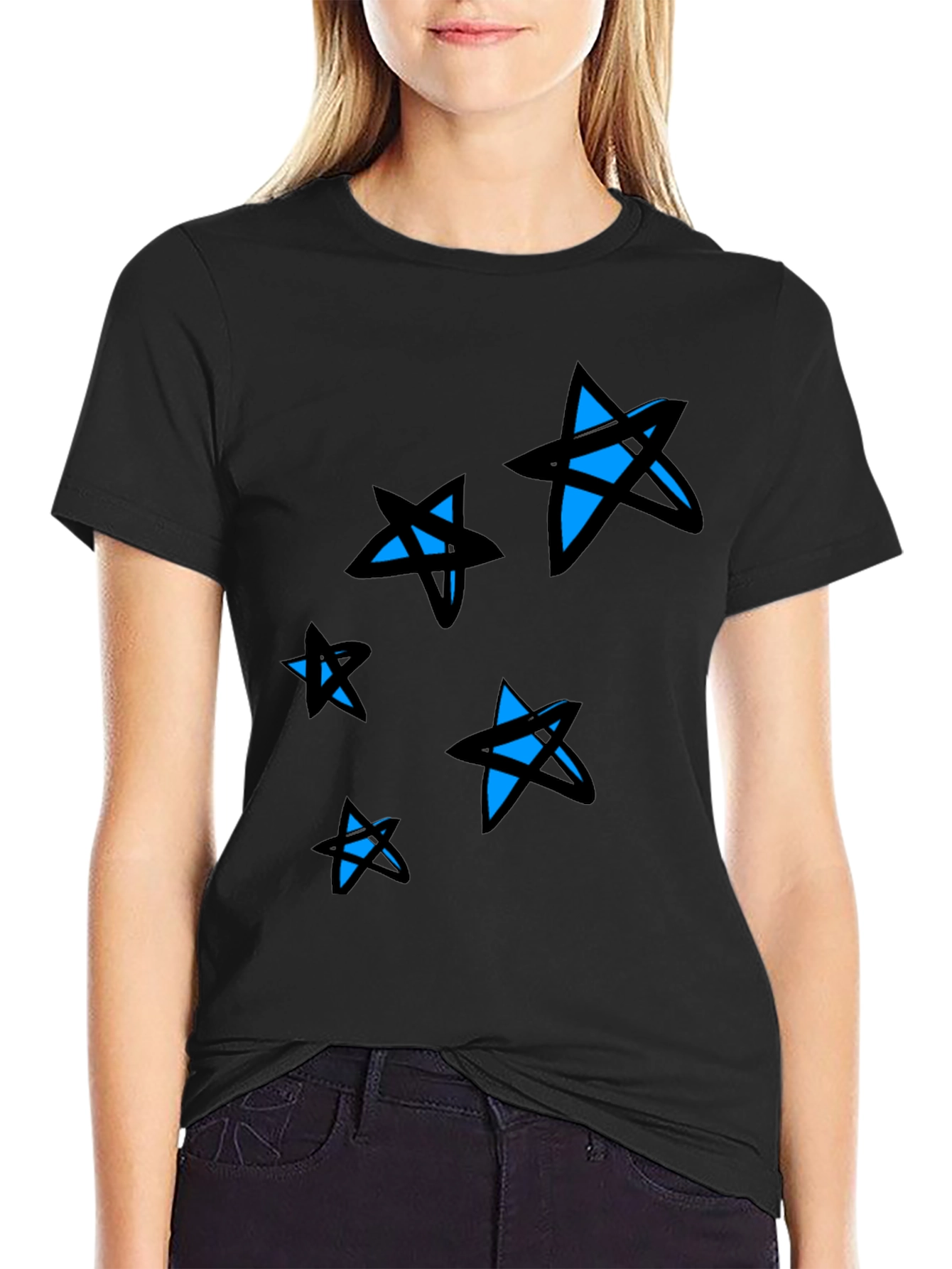 Starry Black Tee - Modern Graphic Print