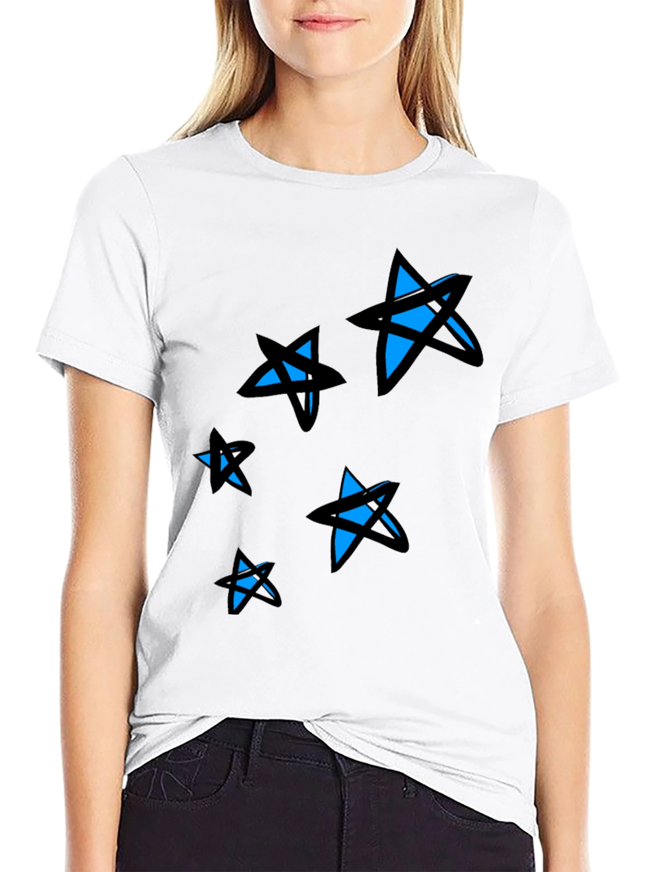 Starry Black Tee - Modern Graphic Print