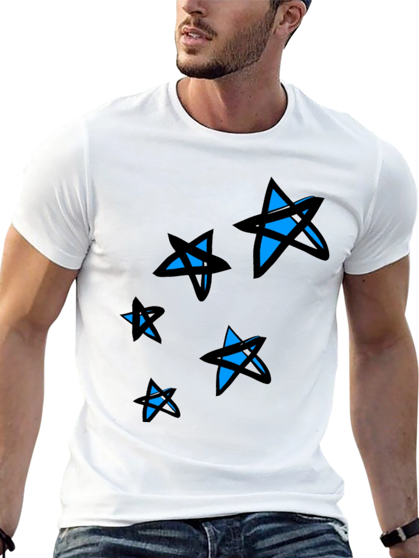 Starry Black Tee - Modern Graphic Print