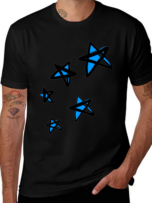 Starry Black Tee - Modern Graphic Print