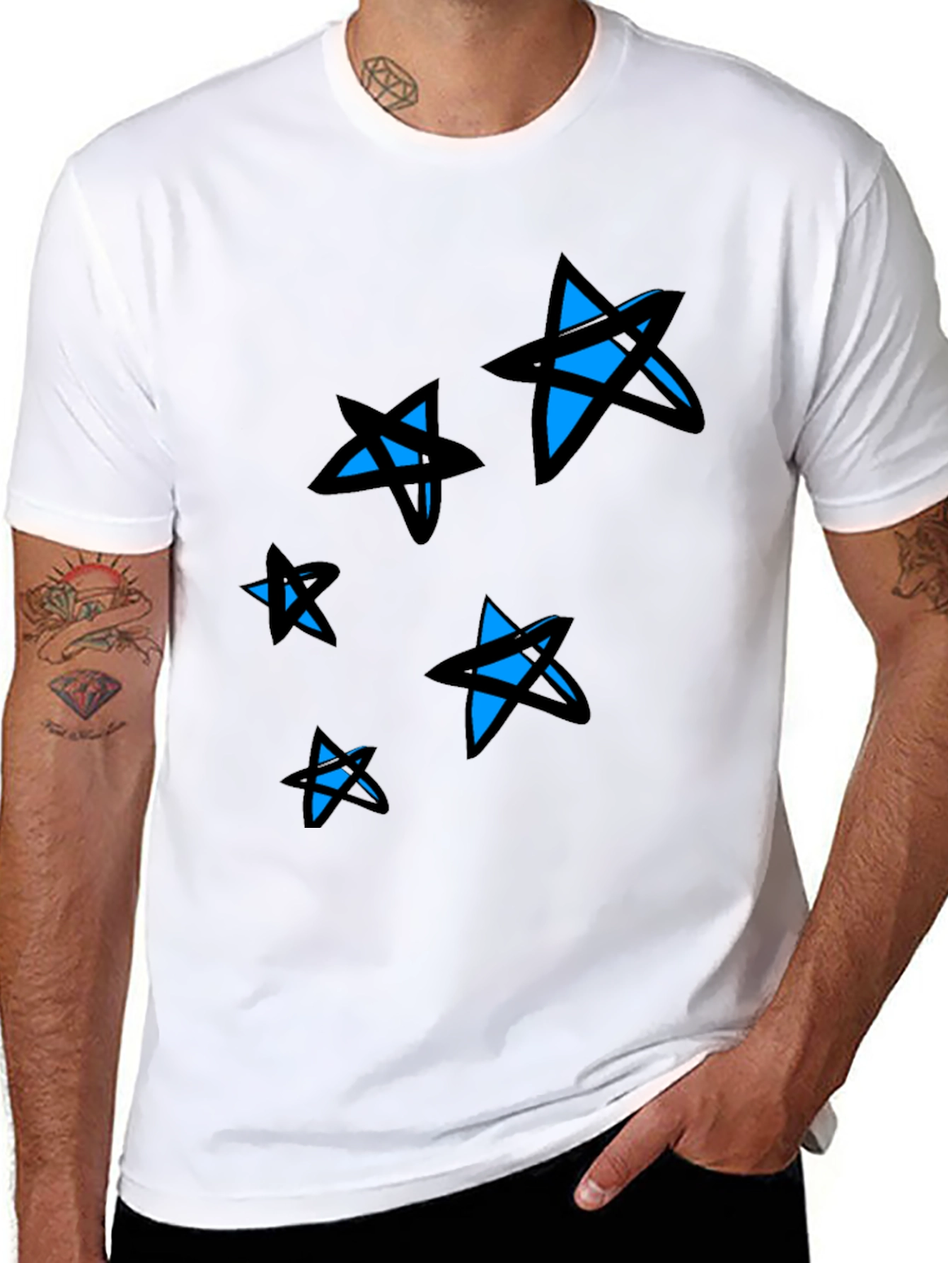 Starry Black Tee - Modern Graphic Print