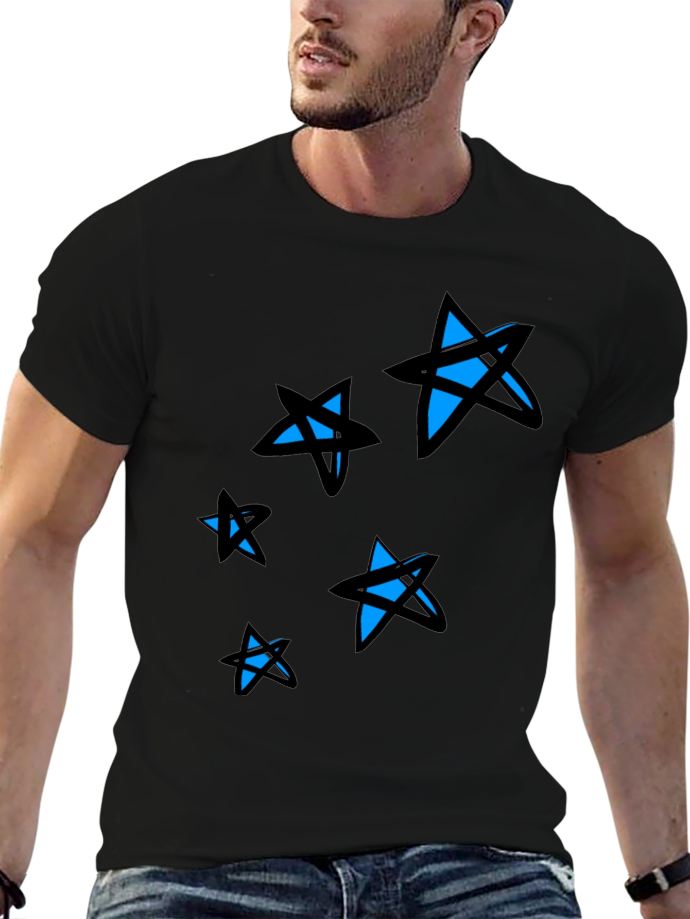 Starry Black Tee - Modern Graphic Print