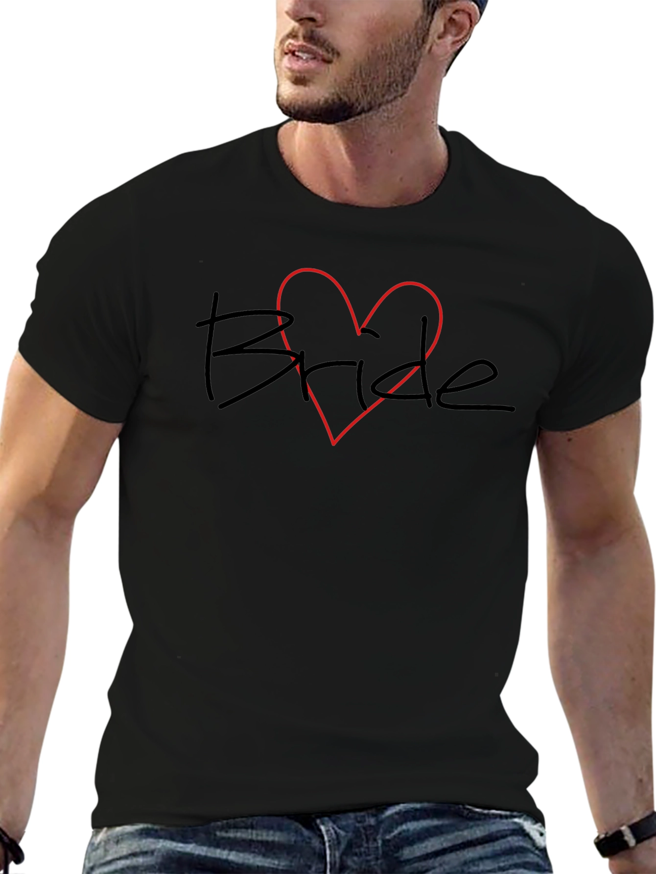 Bride Heart Graphic Black T-Shirt