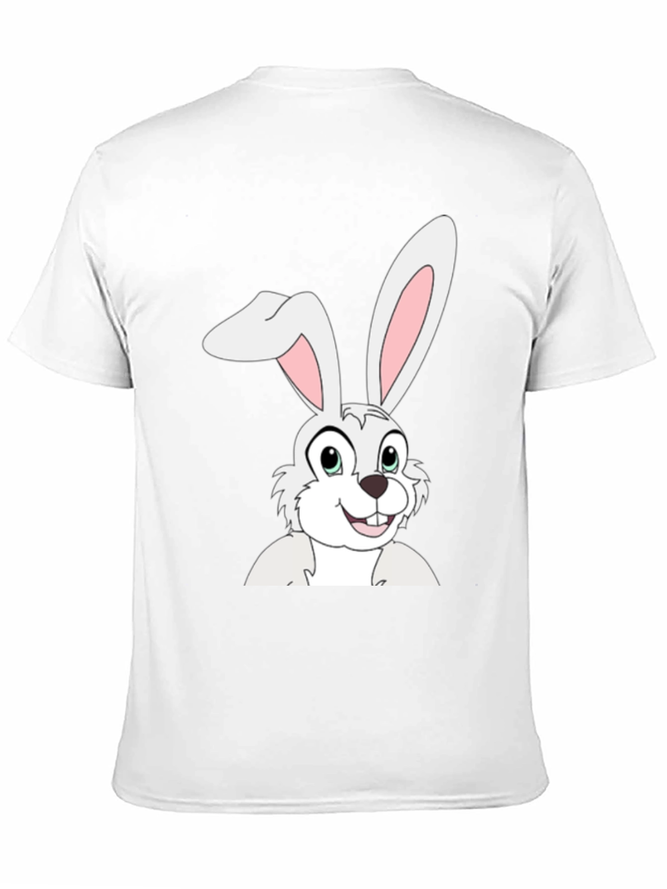 Cartoon Bunny Graphic Tee - Black Cotton T-Shirt
