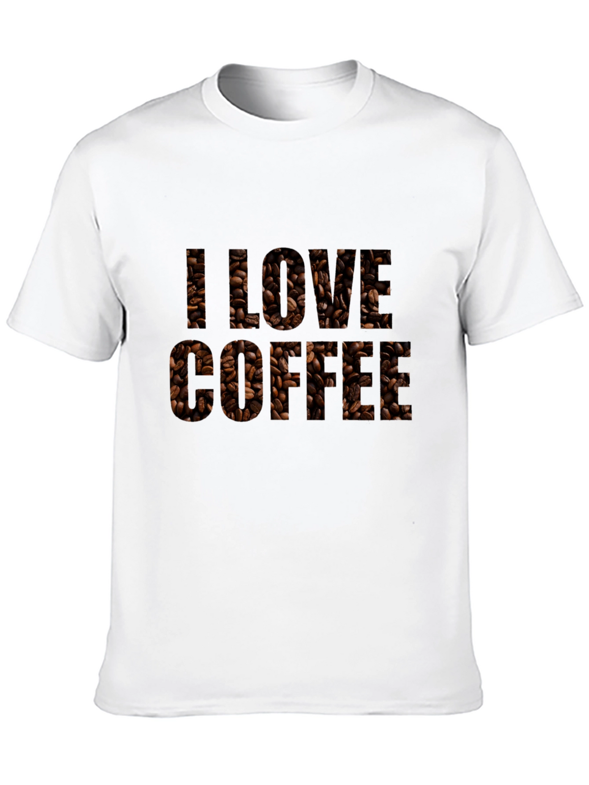 I Love Coffee Bean Print Black T-Shirt