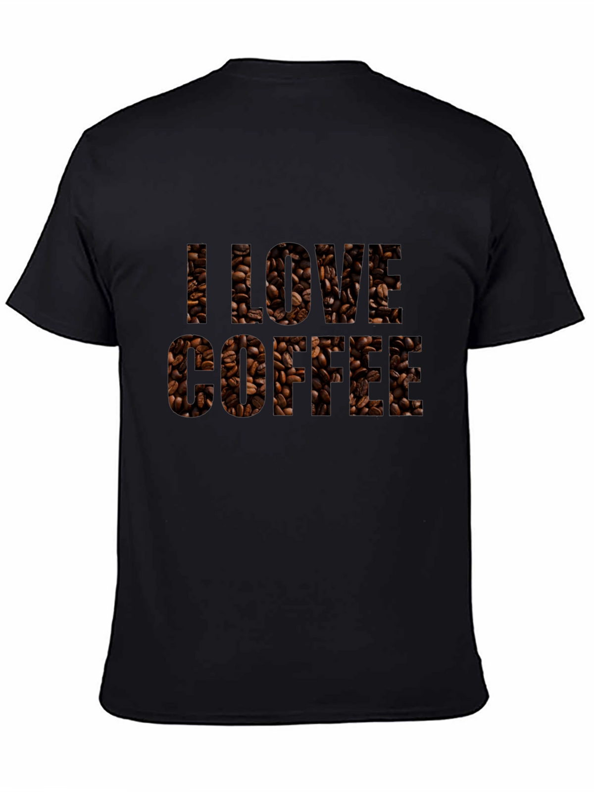 I Love Coffee Bean Print Black T-Shirt