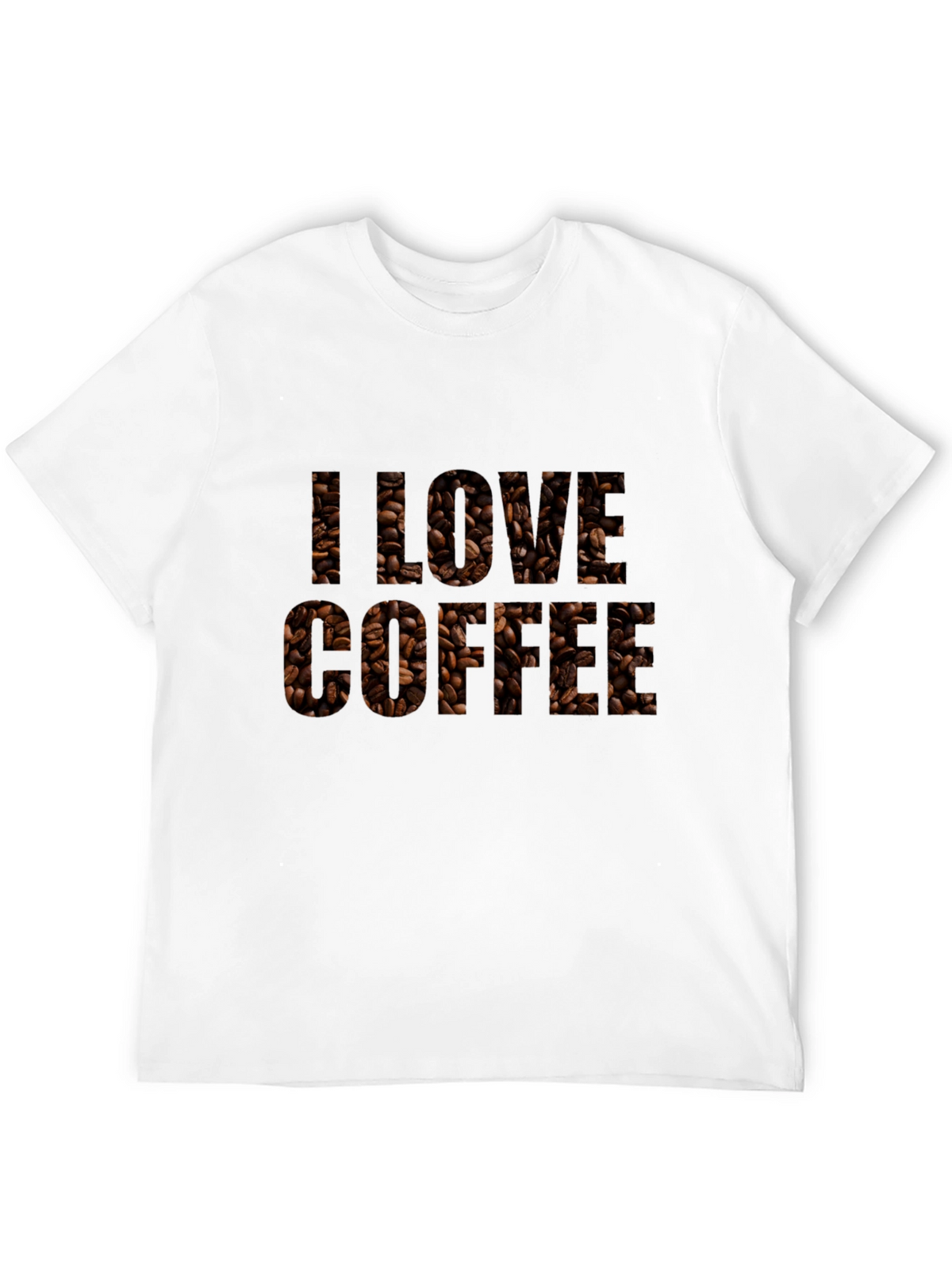 I Love Coffee Bean Print Black T-Shirt