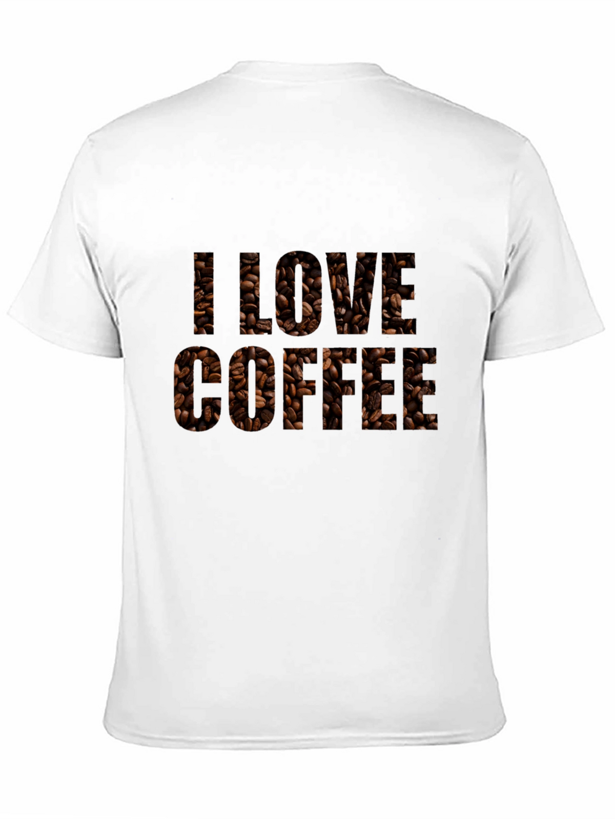 I Love Coffee Bean Print Black T-Shirt