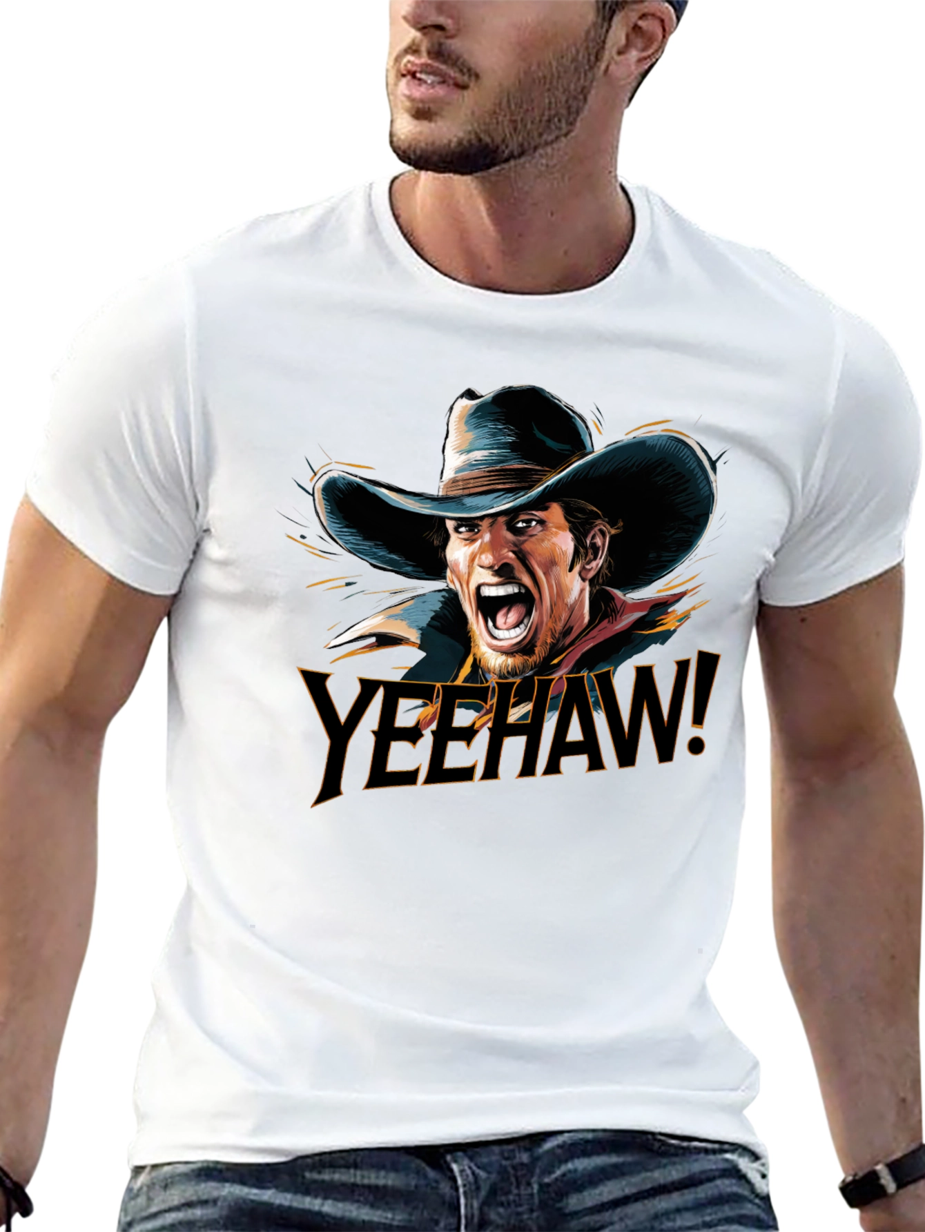 Yeehaw Cowboy Graphic T-Shirt - Black