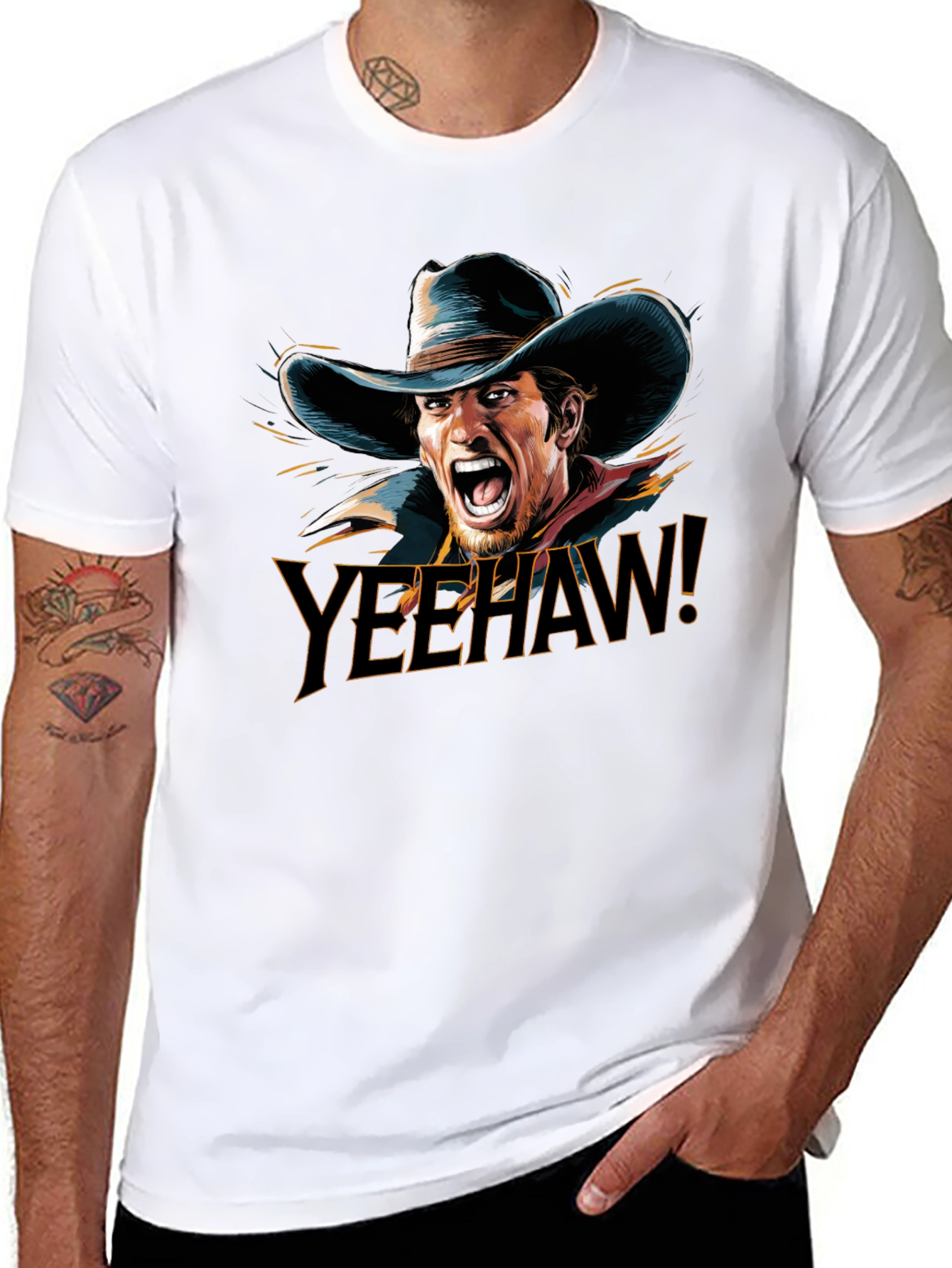 Yeehaw Cowboy Graphic T-Shirt - Black