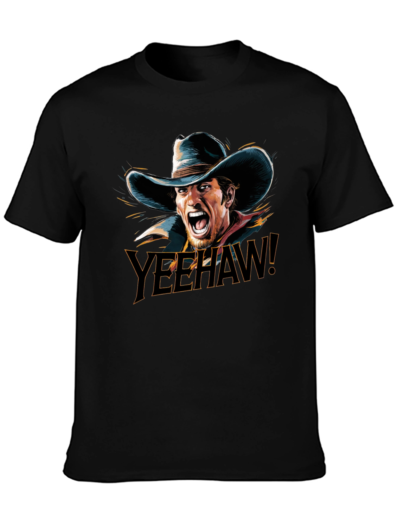 Yeehaw Cowboy Graphic T-Shirt - Black