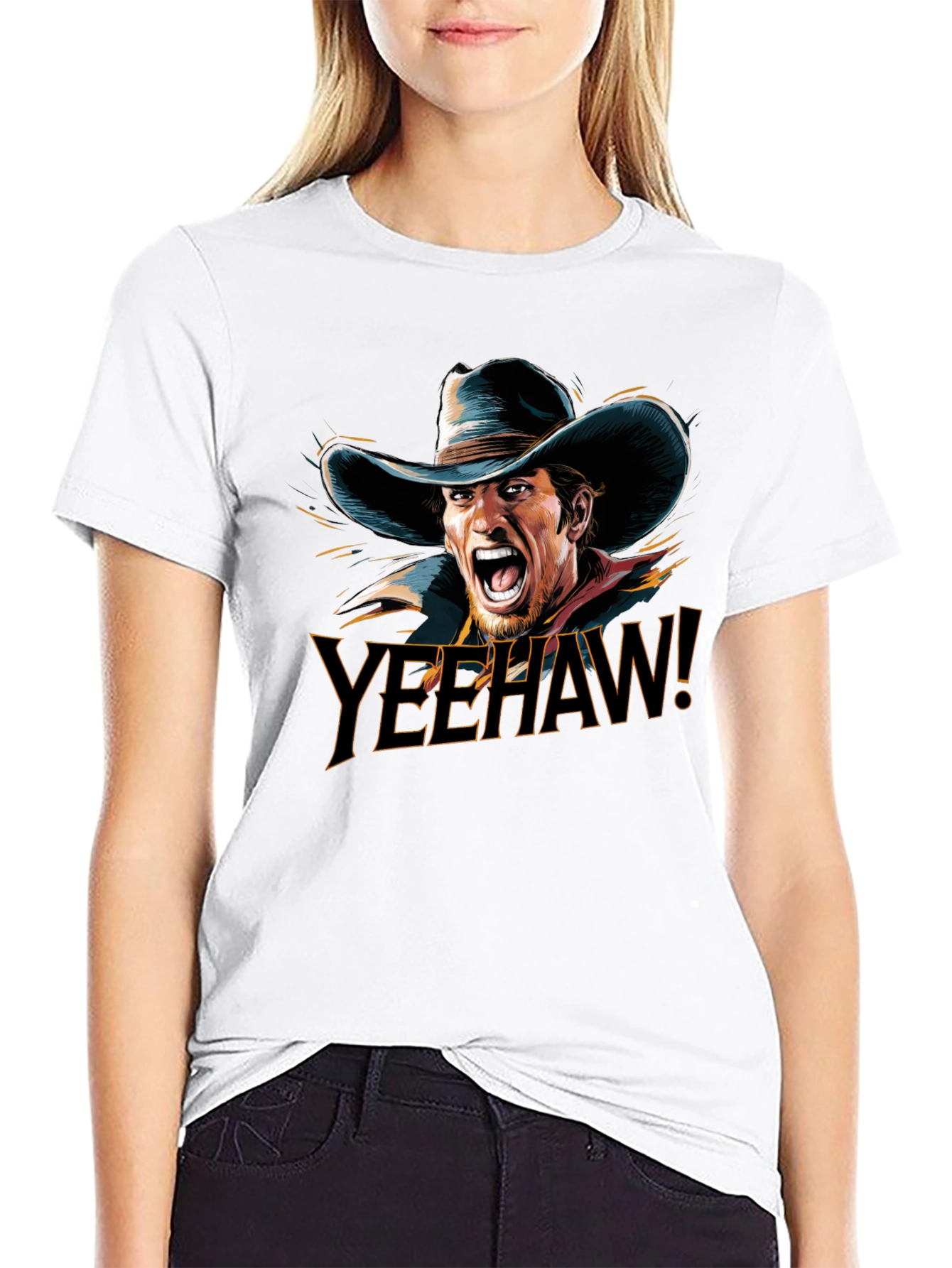 Yeehaw Cowboy Graphic T-Shirt - Black