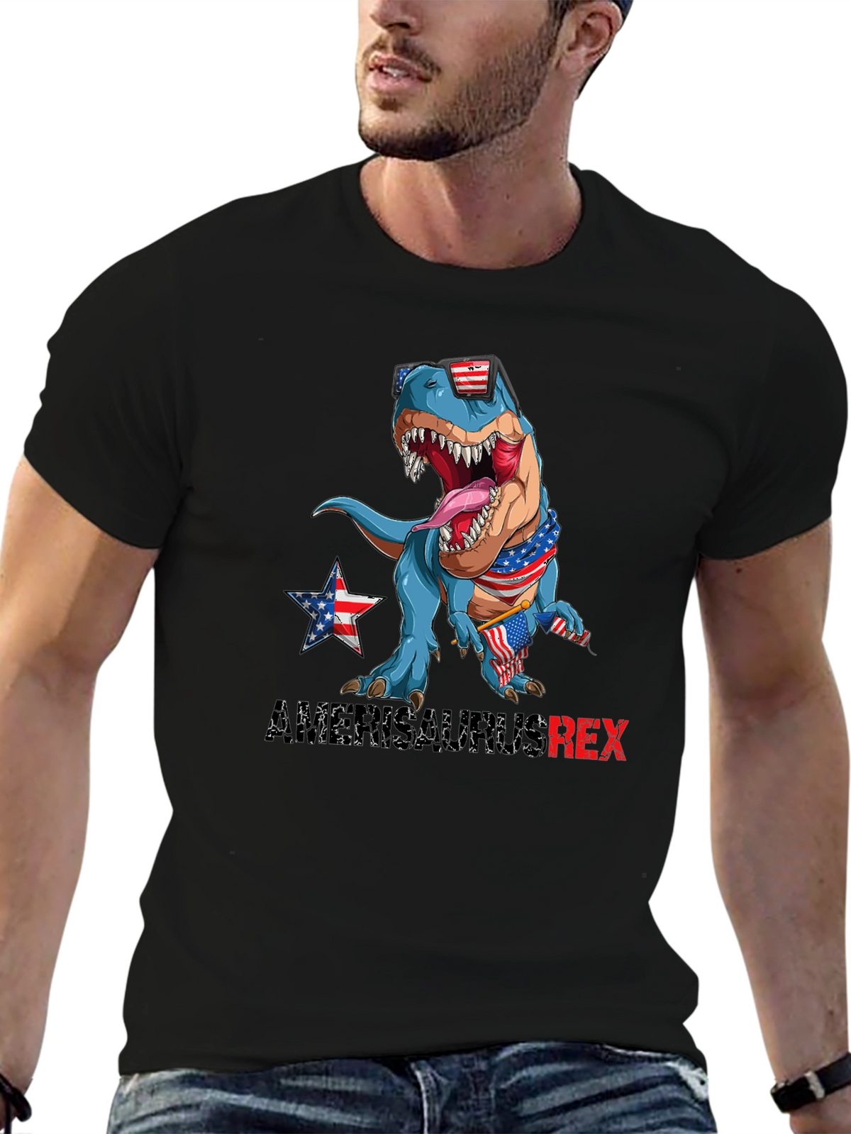 Patriotic T-Rex Graphic T-Shirt