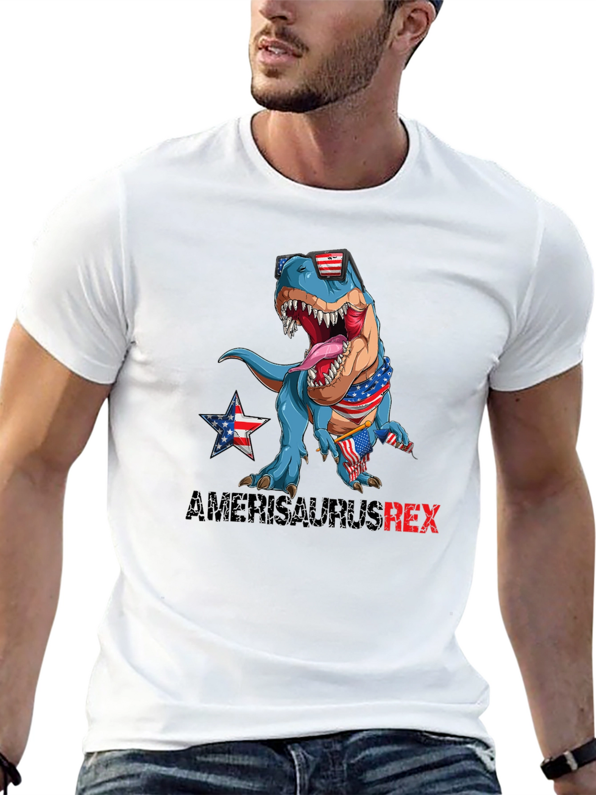 Patriotic T-Rex Graphic T-Shirt