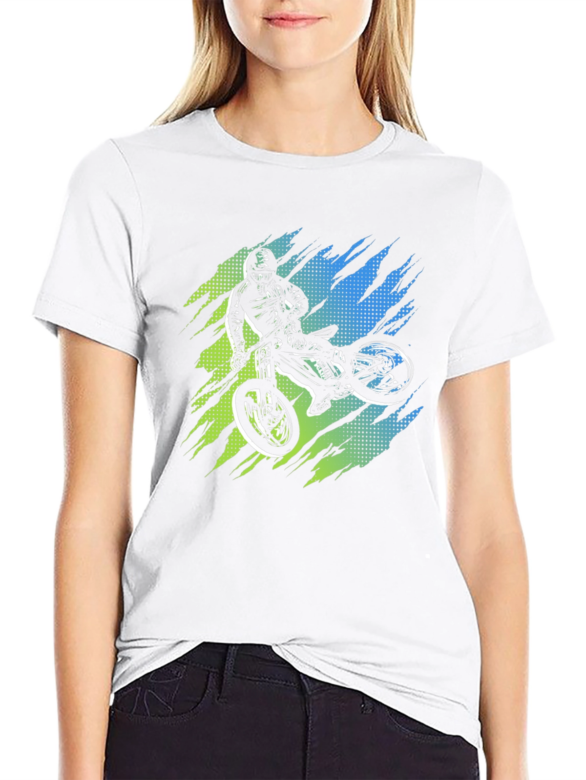 Mens Black Graphic Tee - Mountain Bike Rider Design