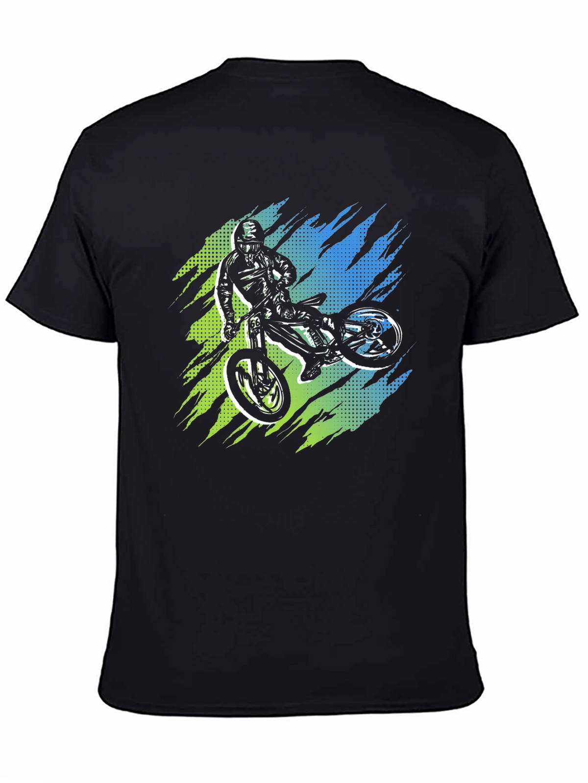Mens Black Graphic Tee - Mountain Bike Rider Design