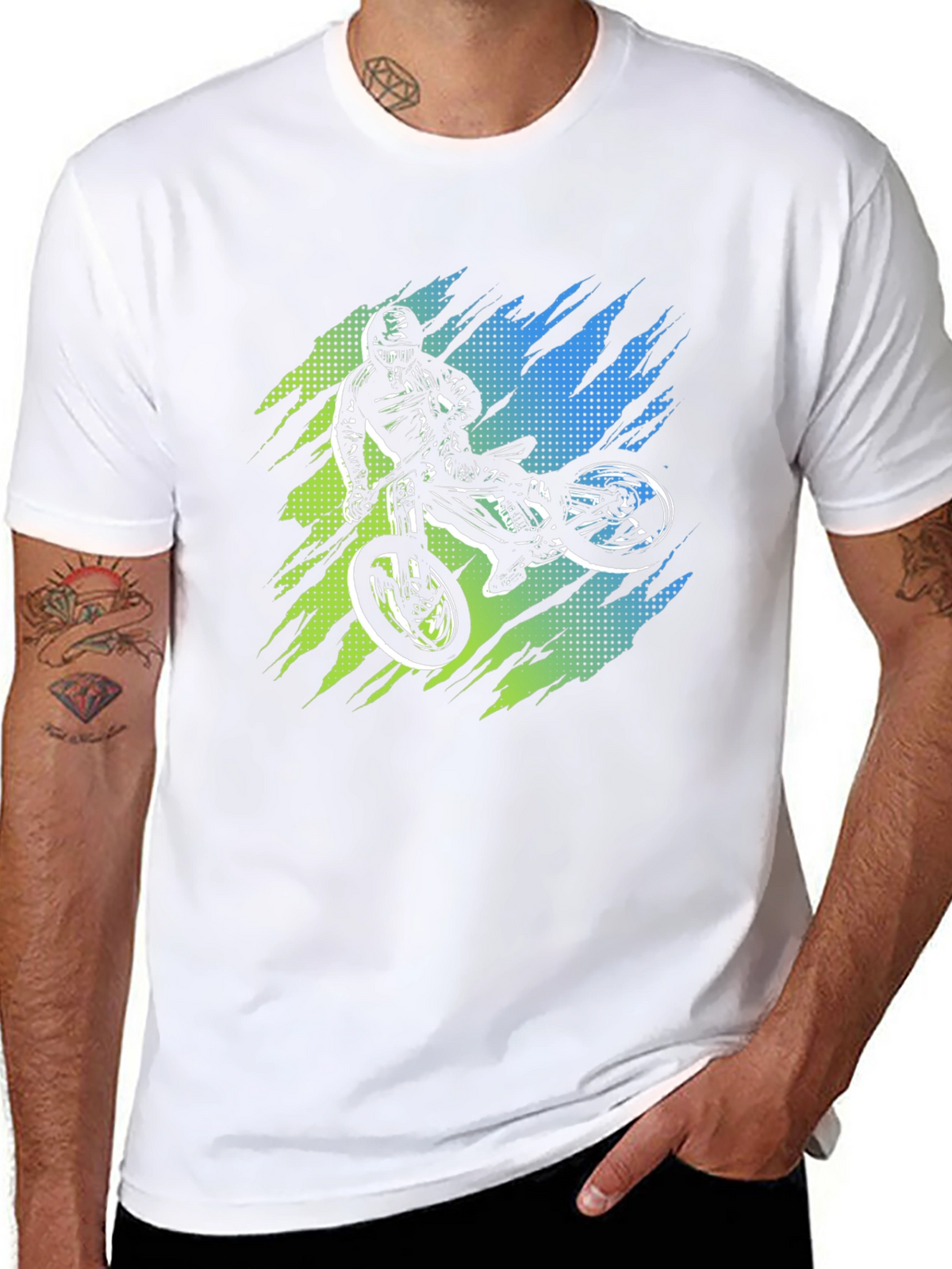 Mens Black Graphic Tee - Mountain Bike Rider Design
