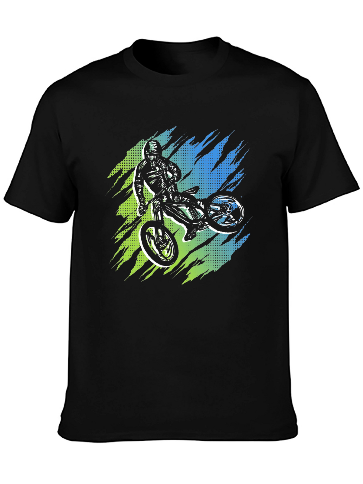 Mens Black Graphic Tee - Mountain Bike Rider Design