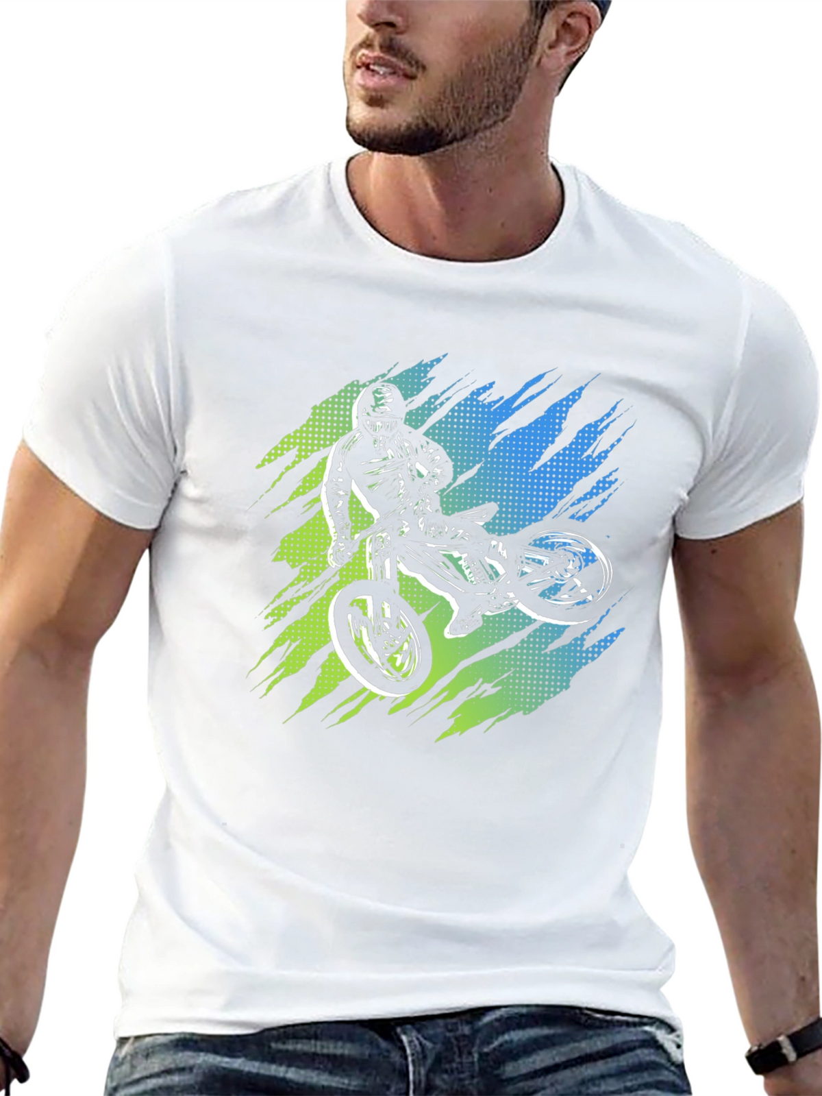 Mens Black Graphic Tee - Mountain Bike Rider Design
