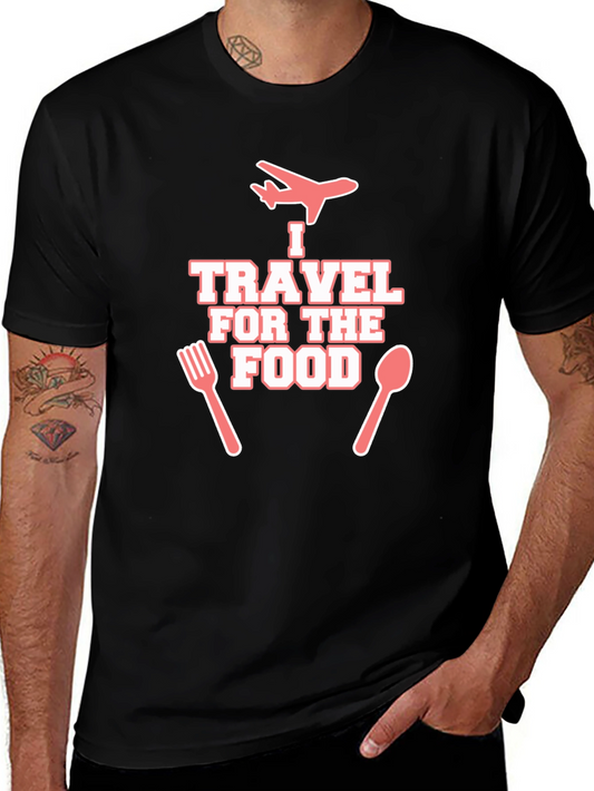 Travel for Food T-Shirt - Black Crew Neck