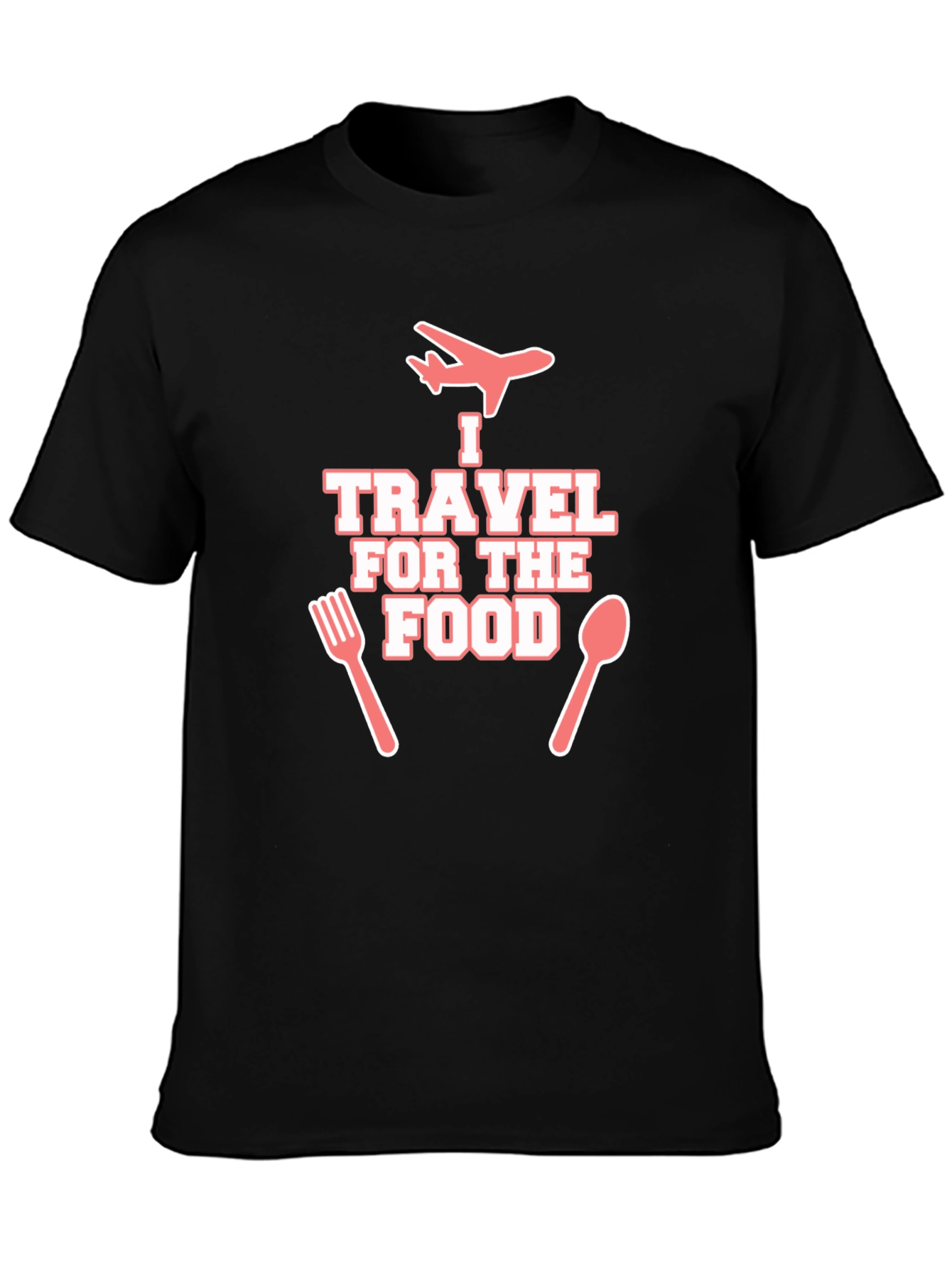Travel for Food T-Shirt - Black Crew Neck