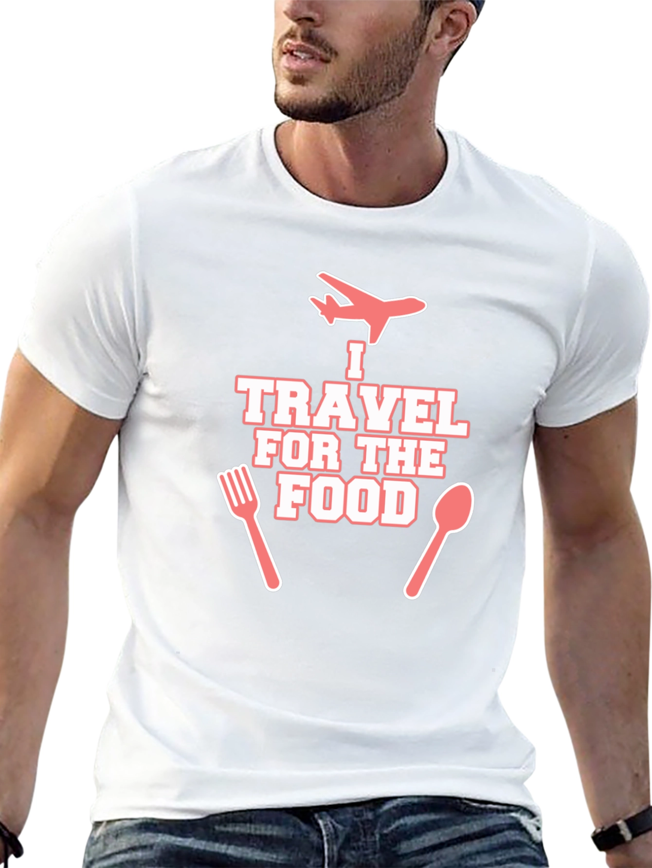 Travel for Food T-Shirt - Black Crew Neck