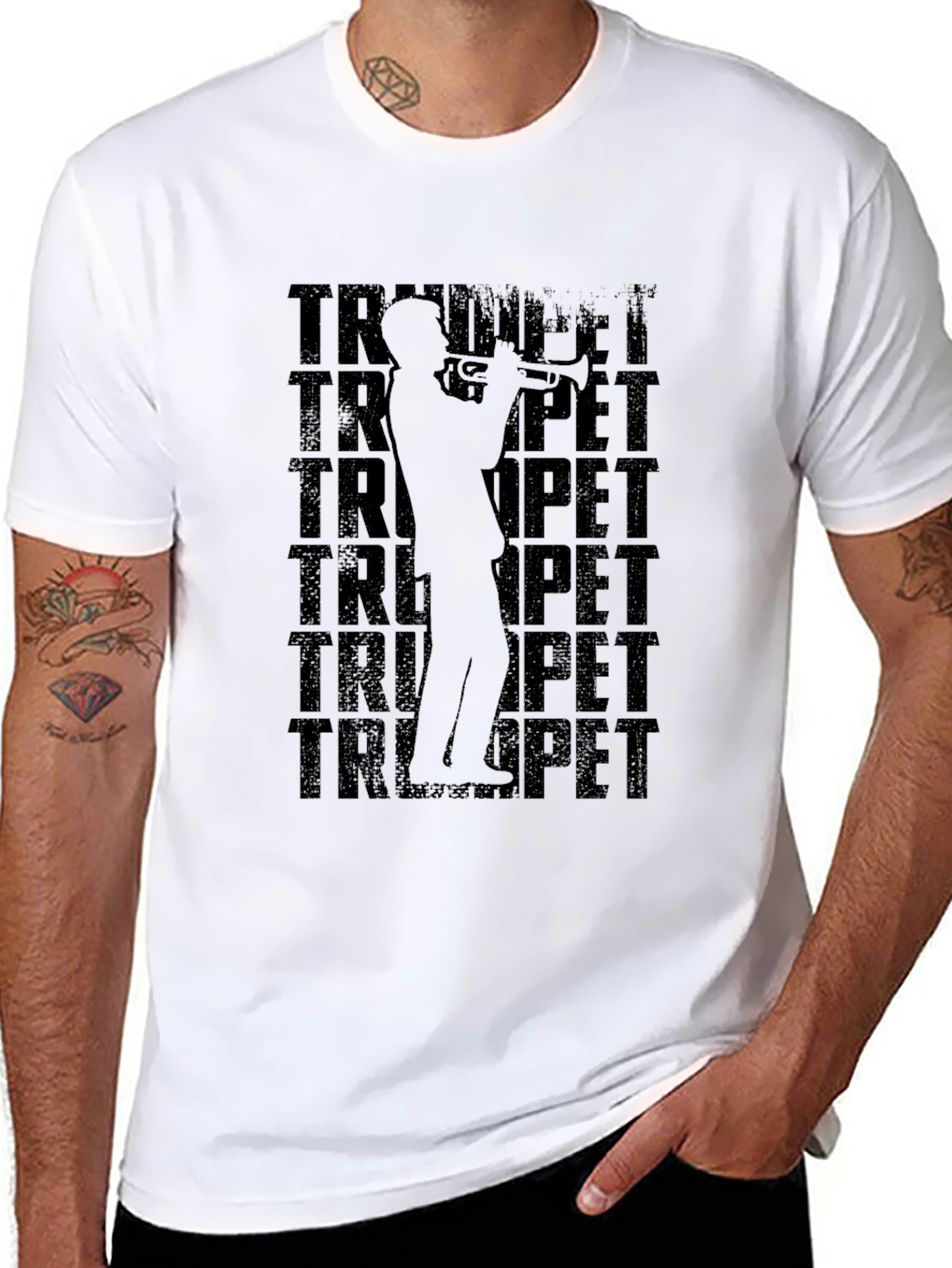 Trumpet Player Graphic Black T-Shirt