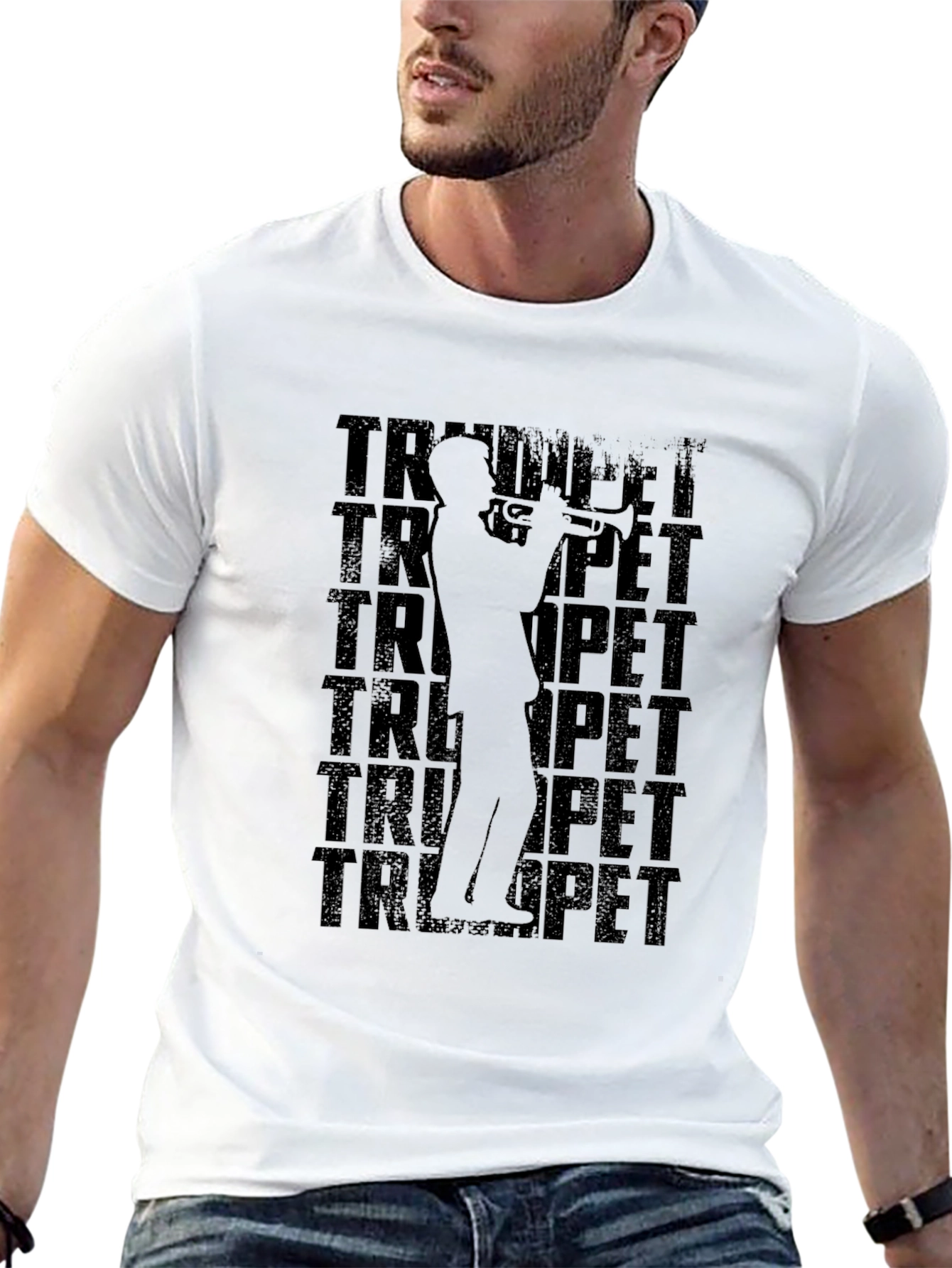 Trumpet Player Graphic Black T-Shirt