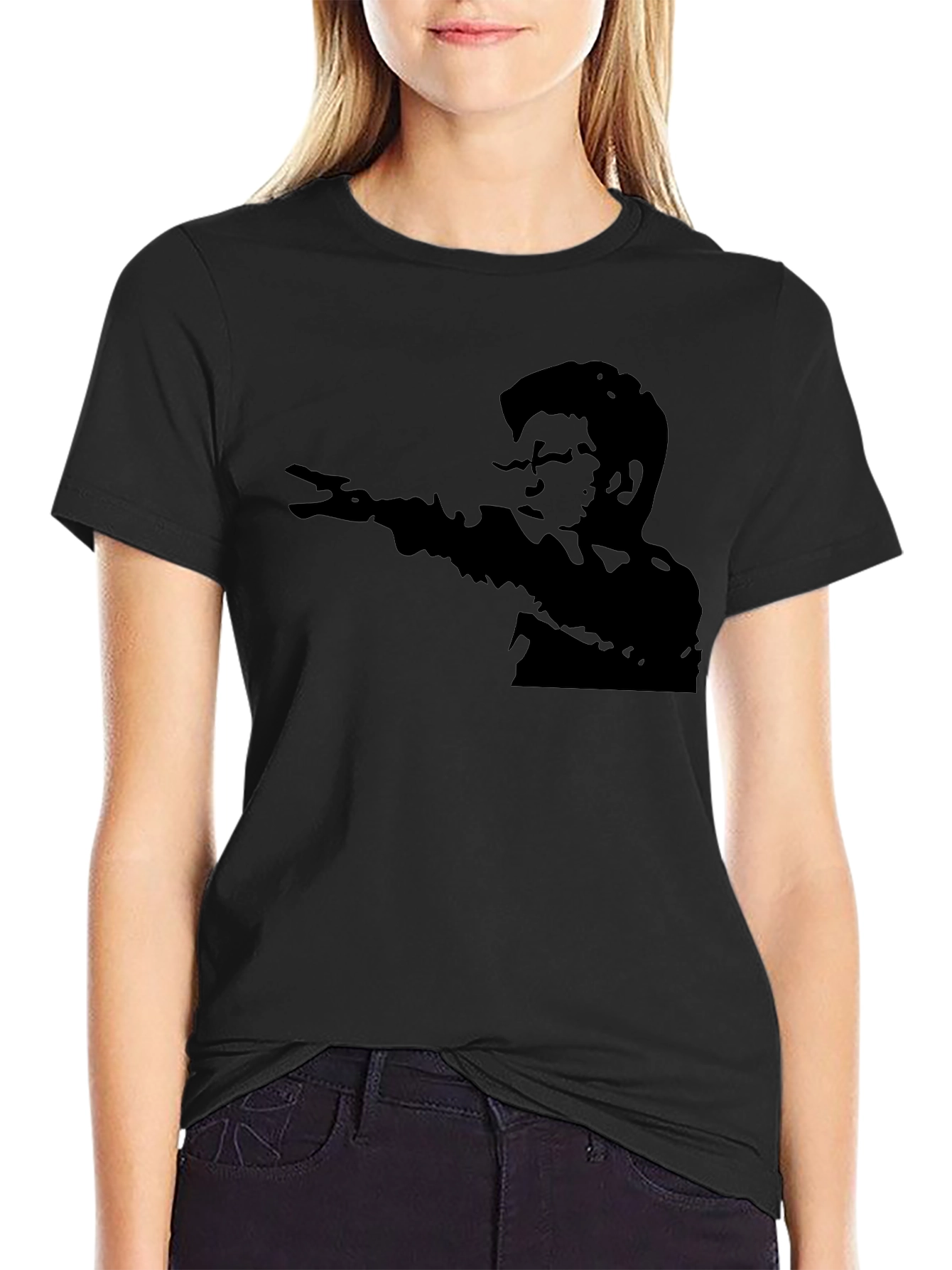 Retro Silhouette Graphic T-Shirt - Black