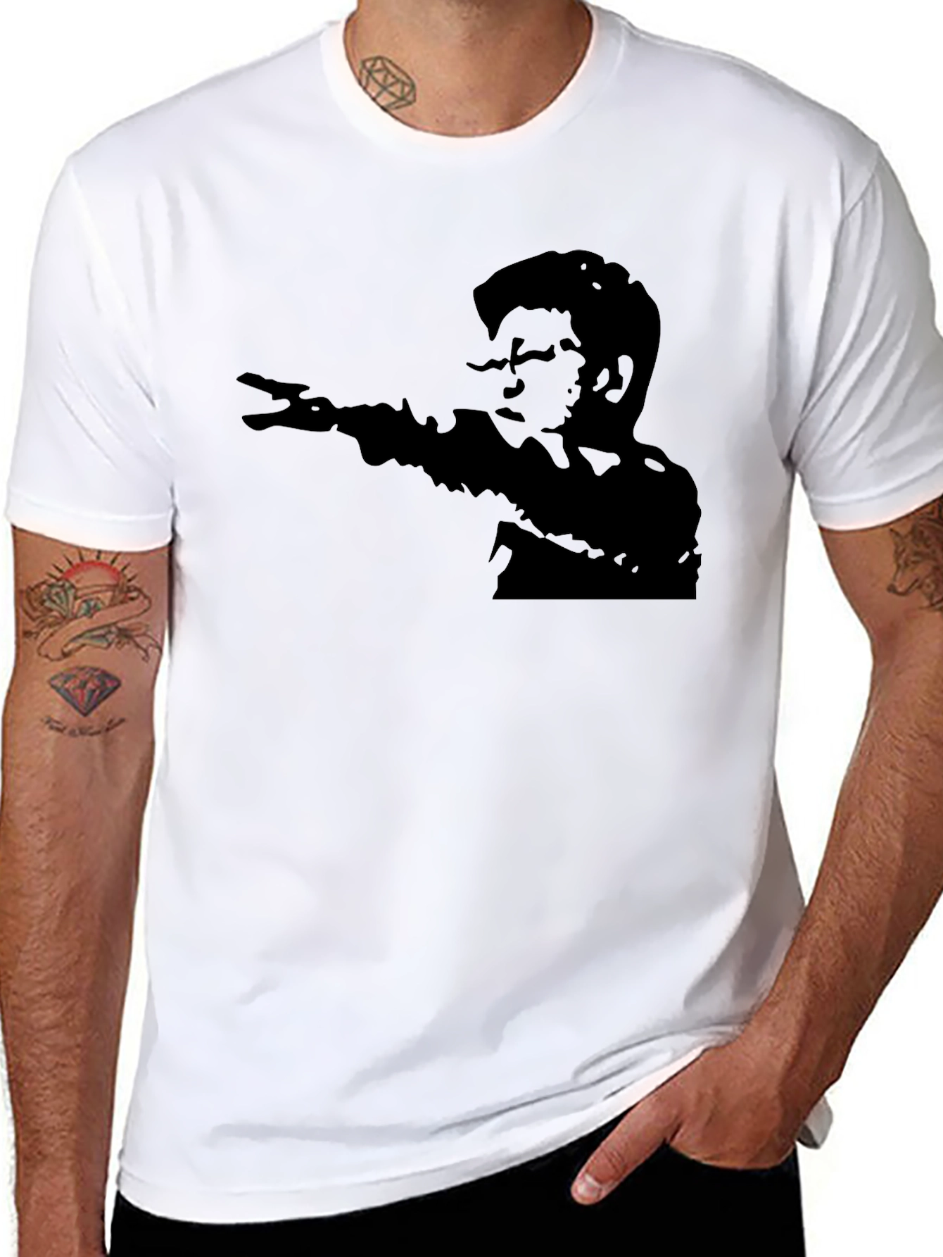 Retro Silhouette Graphic T-Shirt - Black