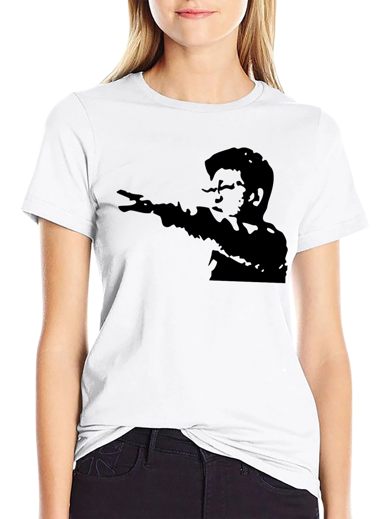 Retro Silhouette Graphic T-Shirt - Black