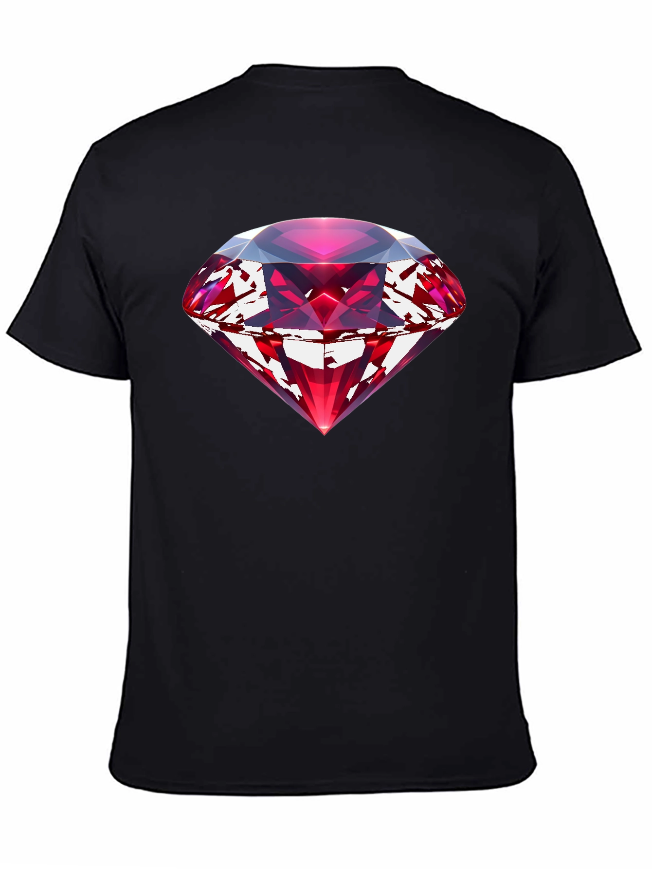 Red Gemstone Graphic Black T-Shirt