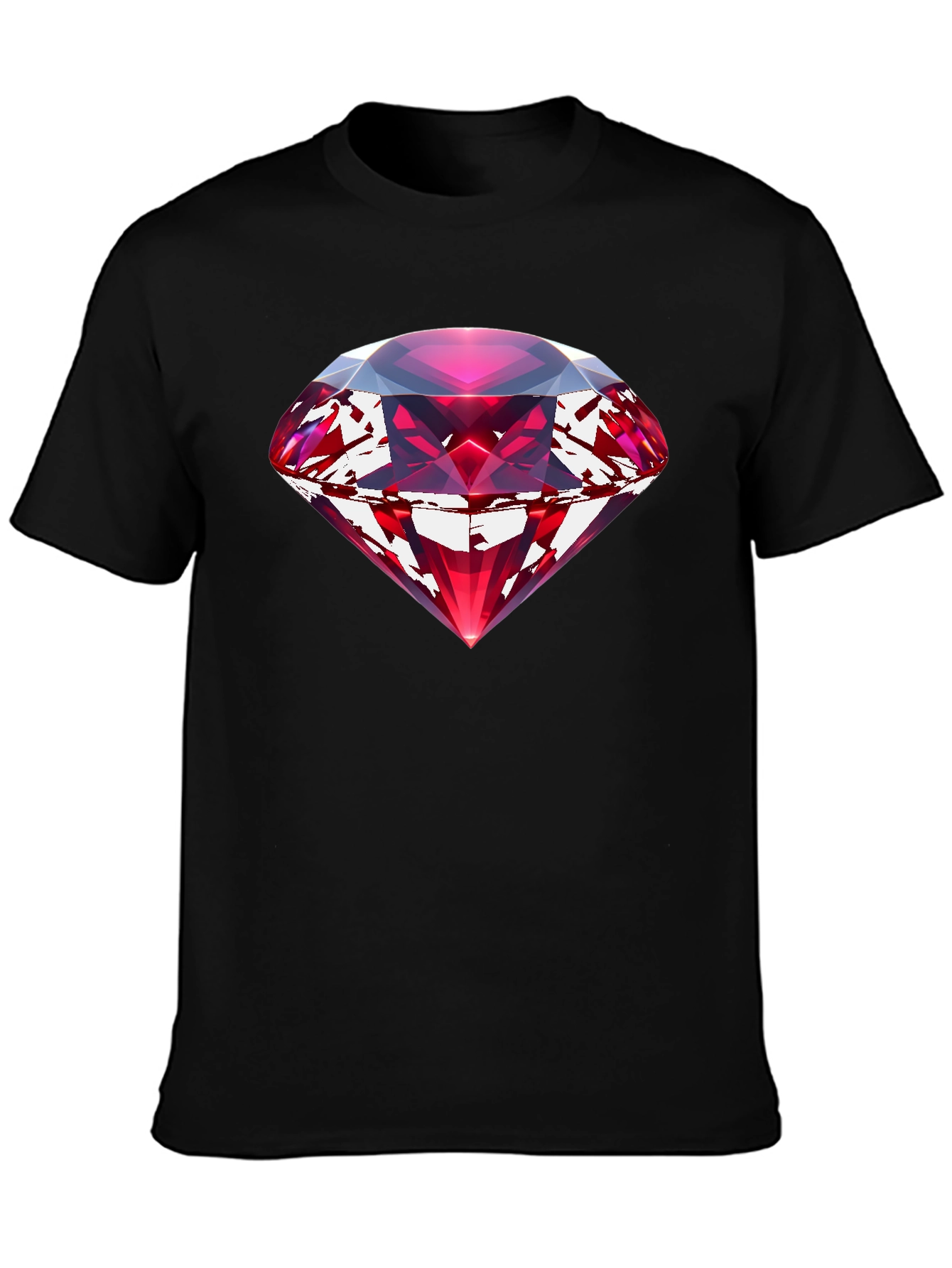 Red Gemstone Graphic Black T-Shirt